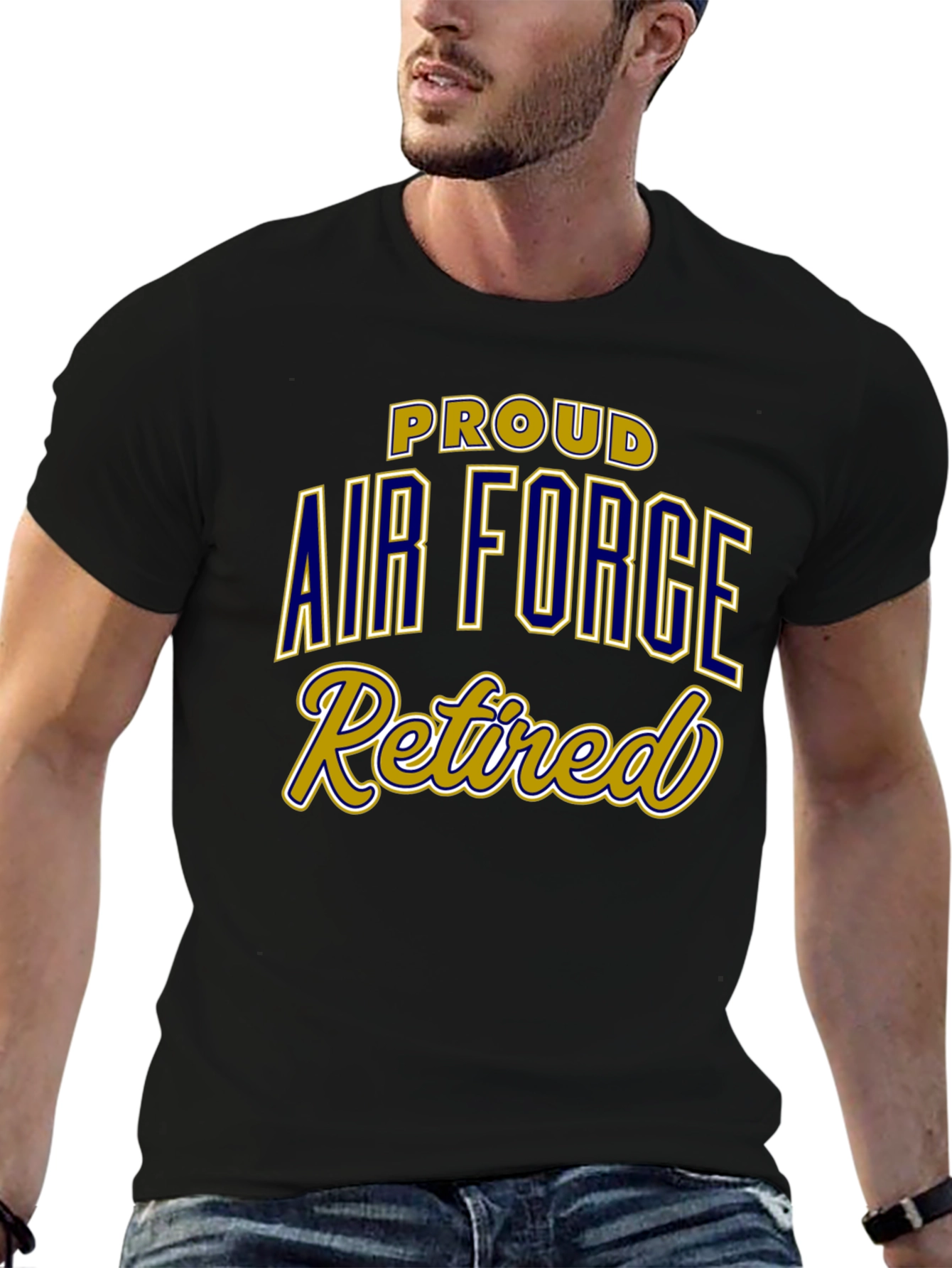 Proud Air Force Retired Black T-Shirt