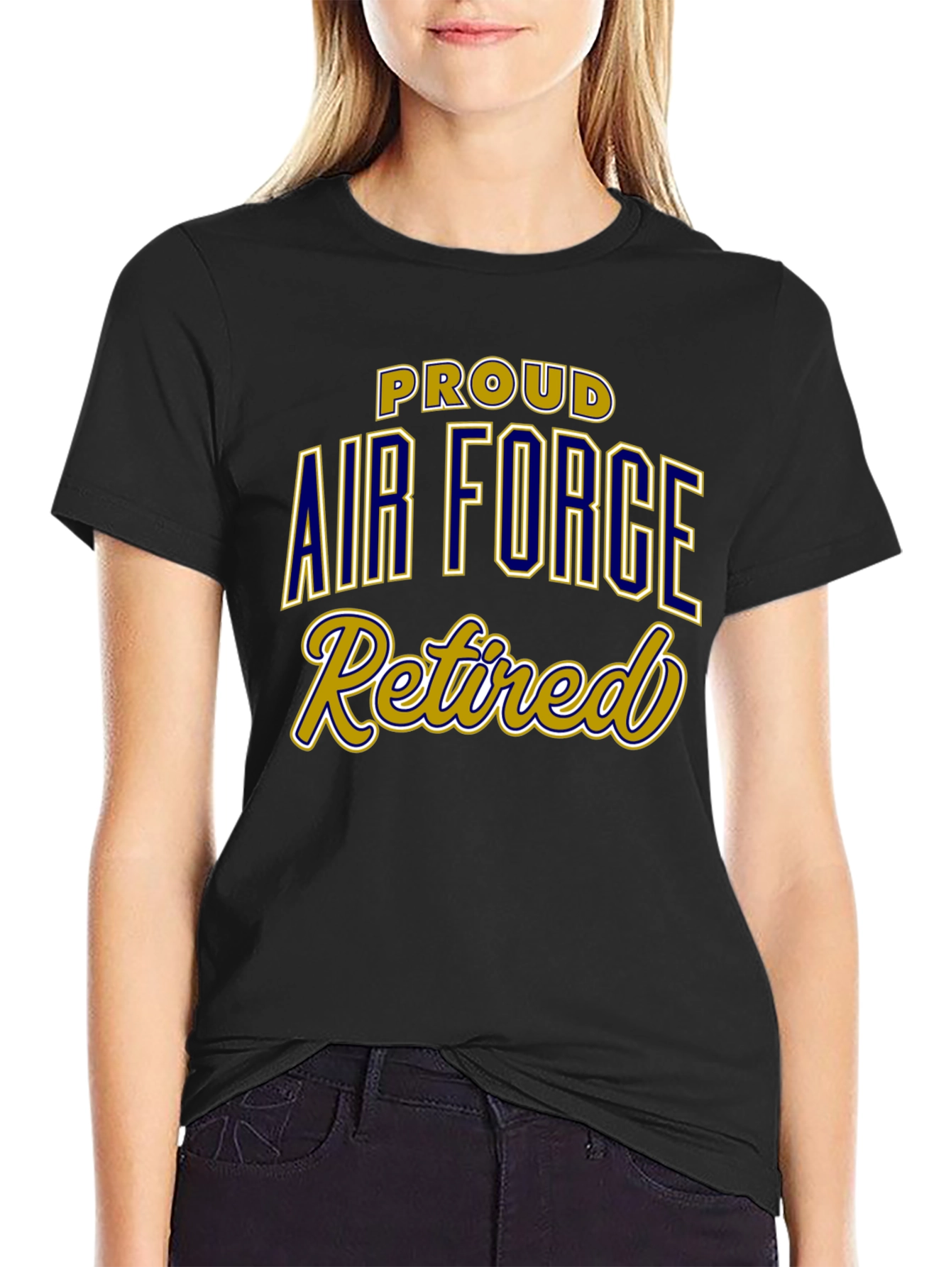 Proud Air Force Retired Black T-Shirt