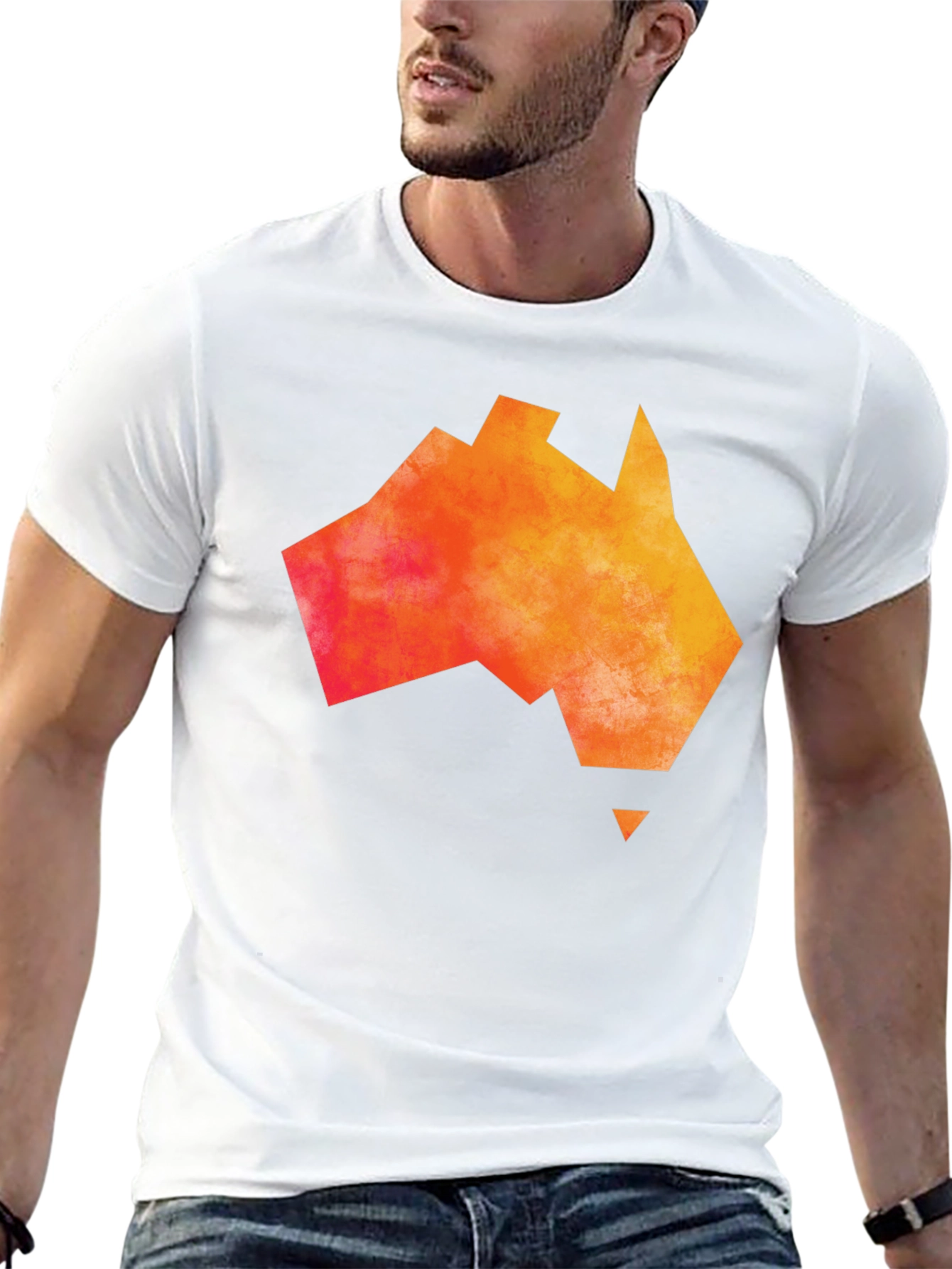 Australia Map T-Shirt - Abstract Orange Graphic Tee