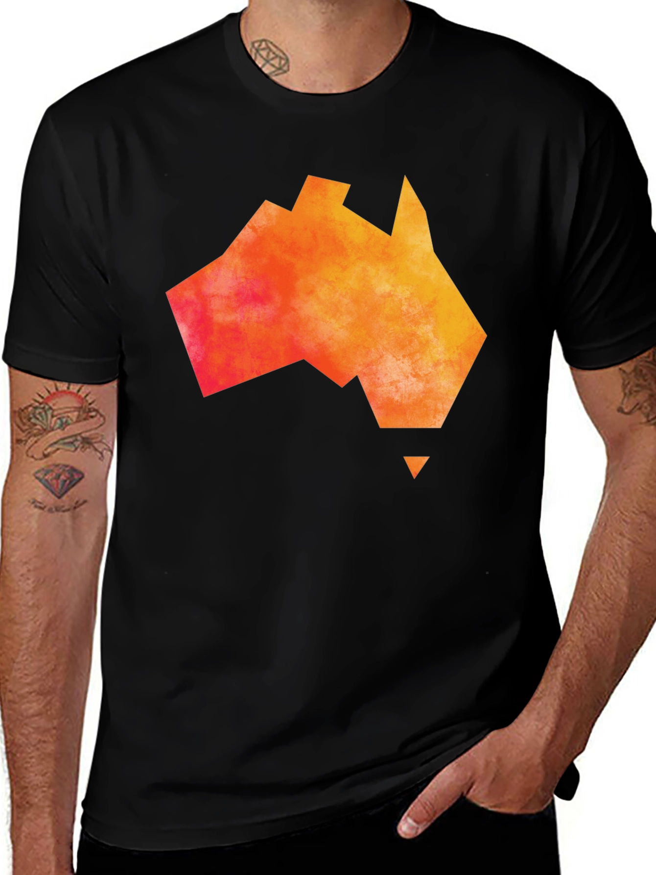 Australia Map T-Shirt - Abstract Orange Graphic Tee