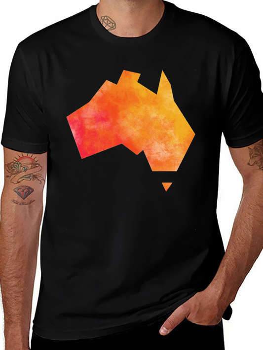 Australia Map T-Shirt - Abstract Orange Graphic Tee