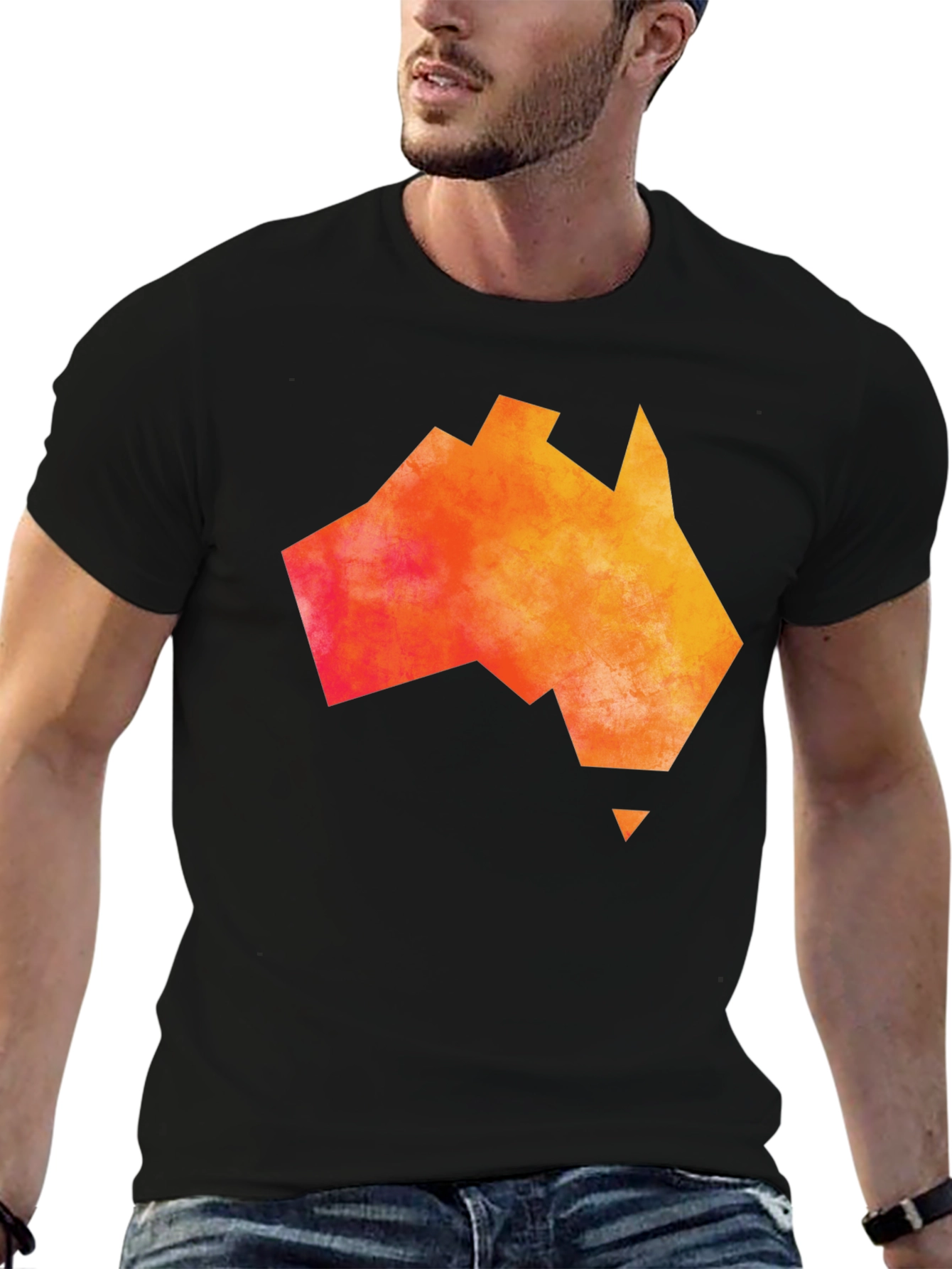 Australia Map T-Shirt - Abstract Orange Graphic Tee