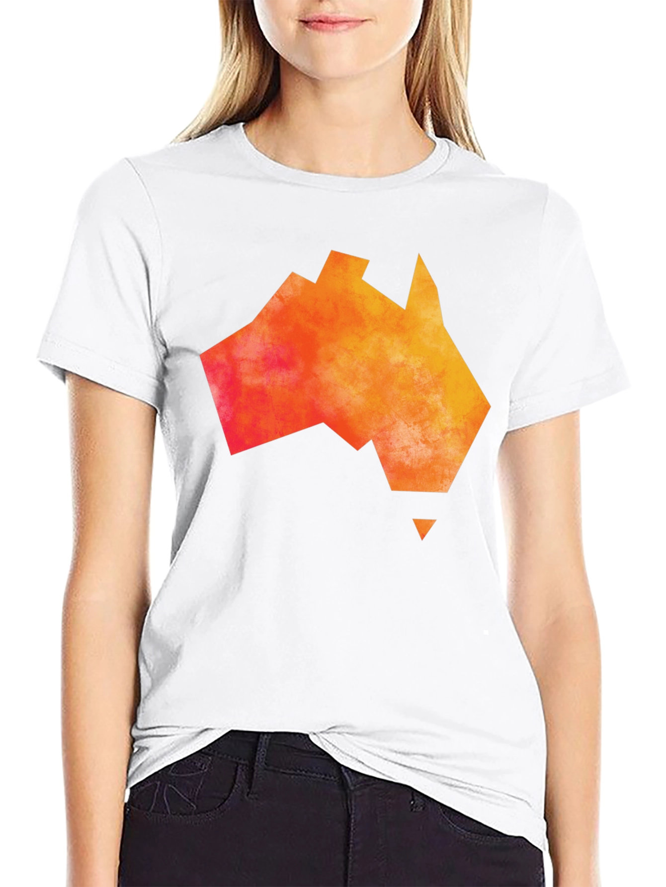 Australia Map T-Shirt - Abstract Orange Graphic Tee