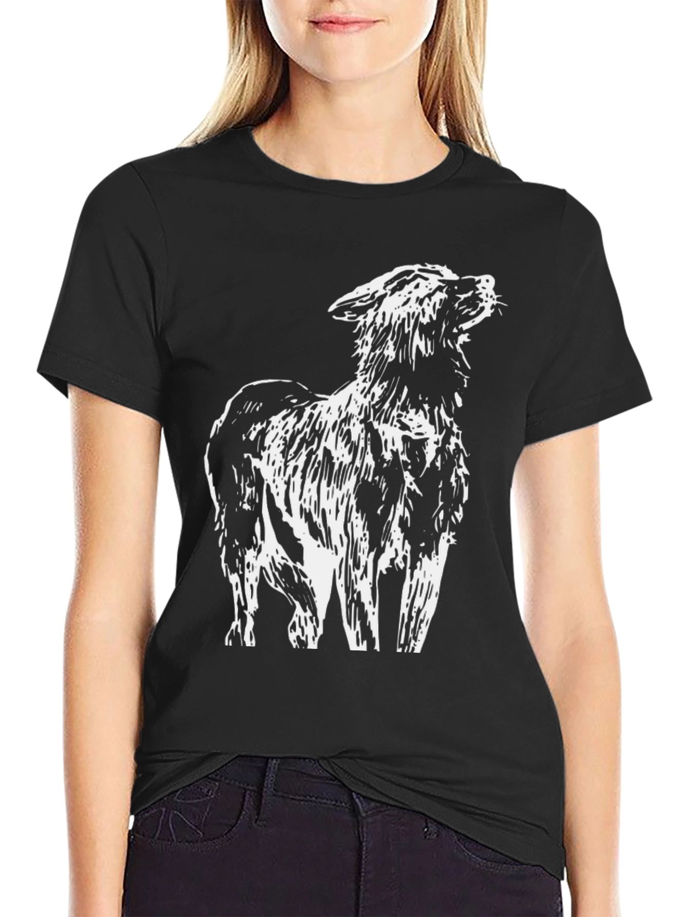 Unique Animal Design Black T-Shirt for Casual Wear