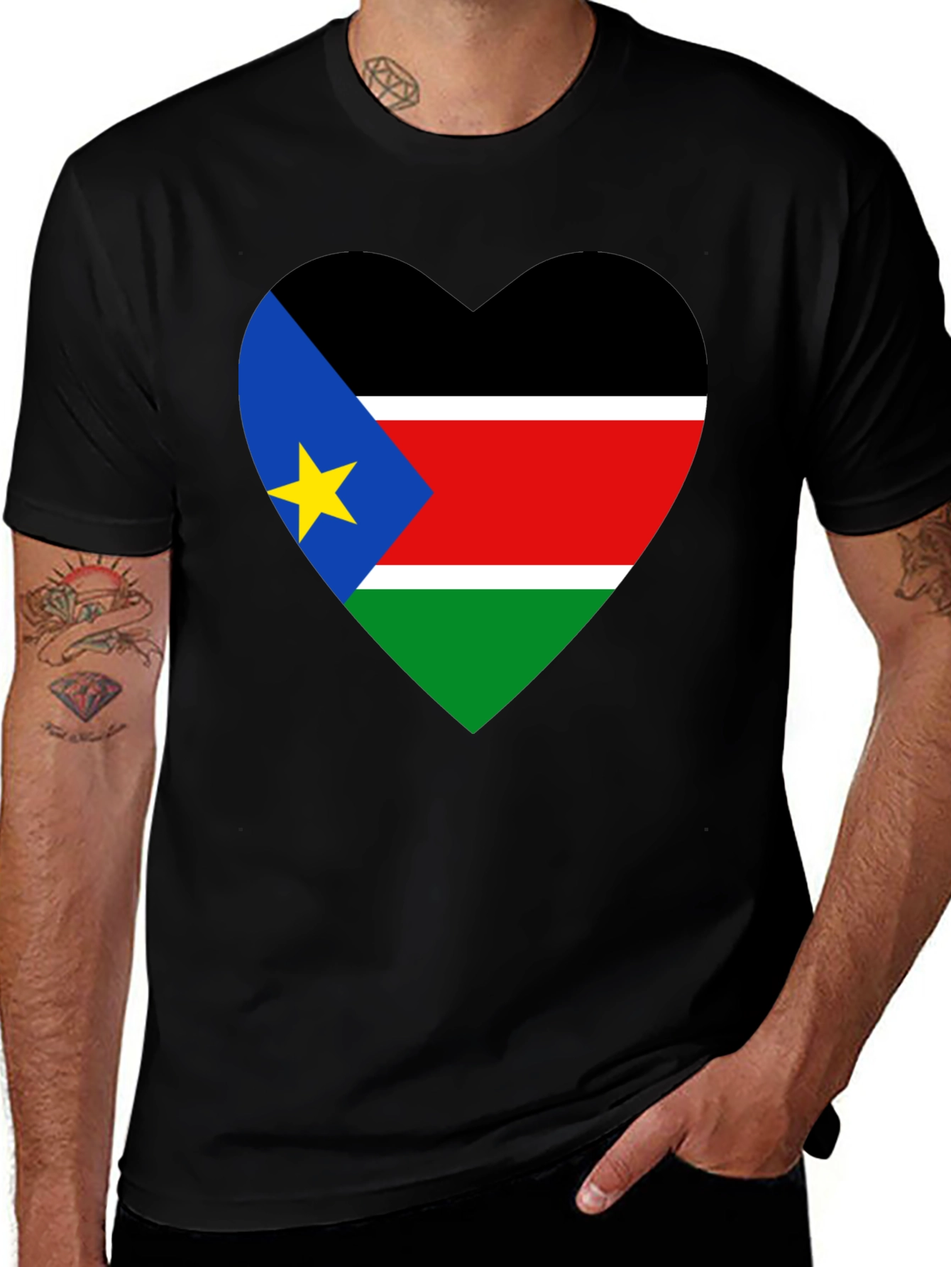 South Sudan Flag Heart T-Shirt