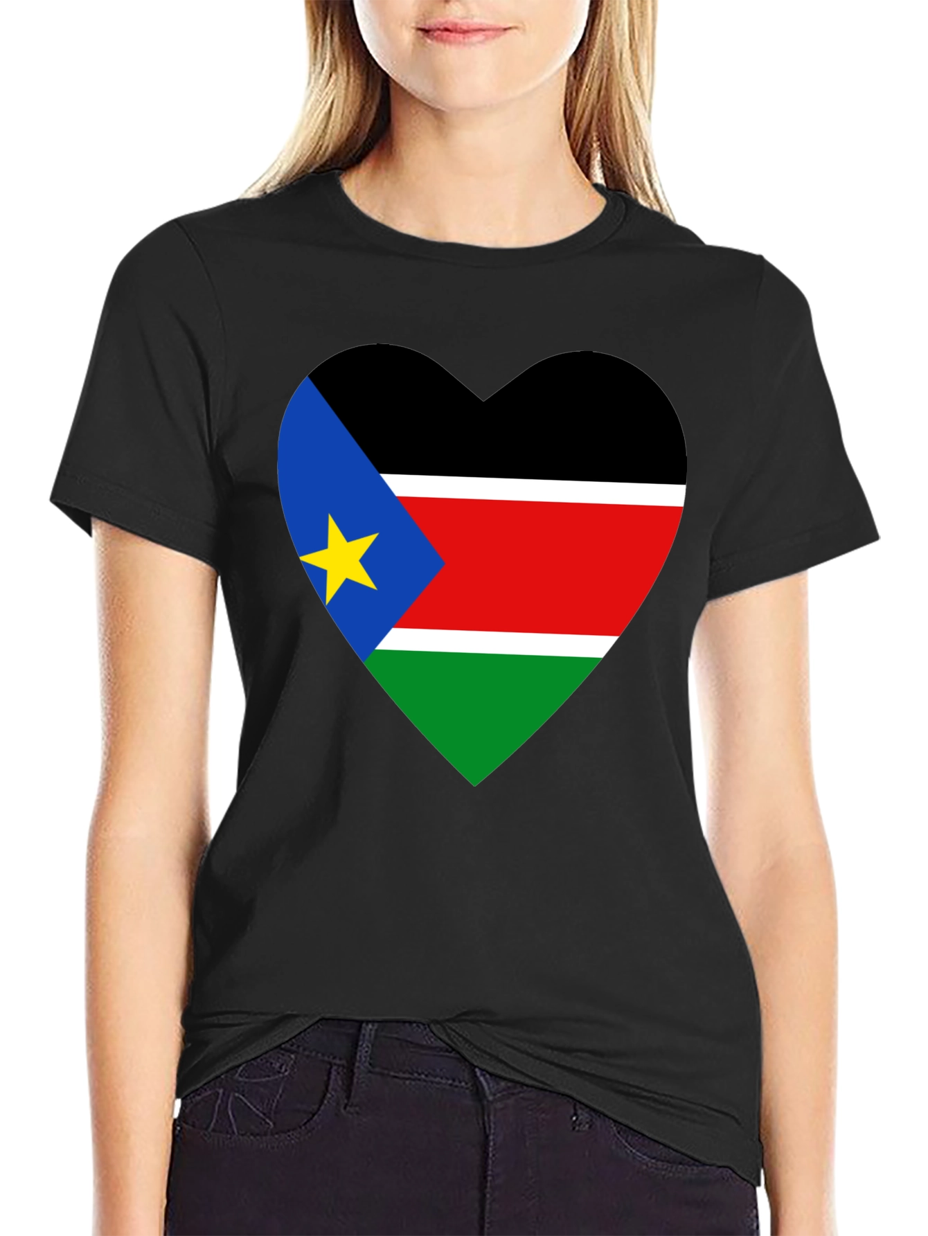 South Sudan Flag Heart T-Shirt