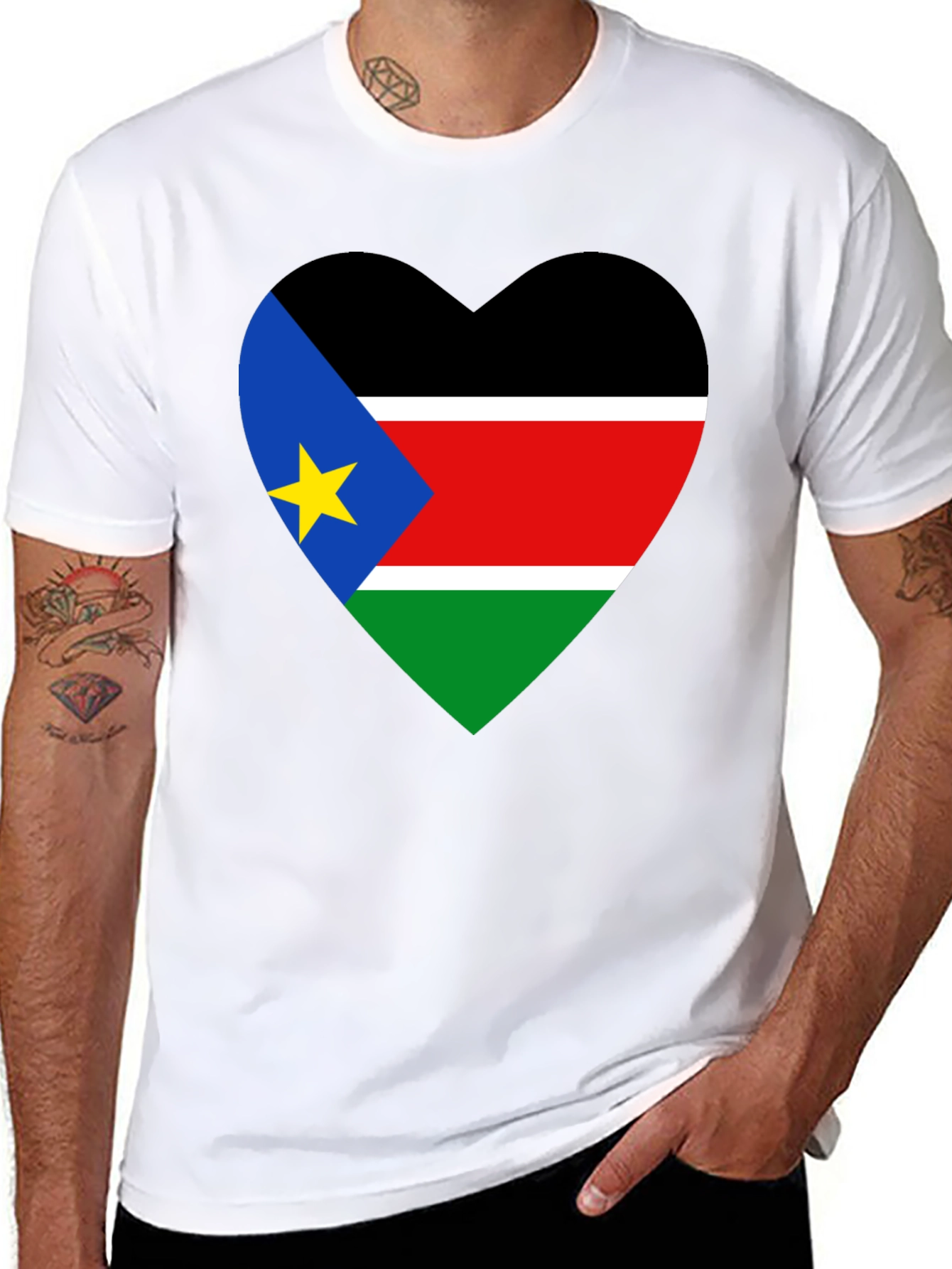 South Sudan Flag Heart T-Shirt