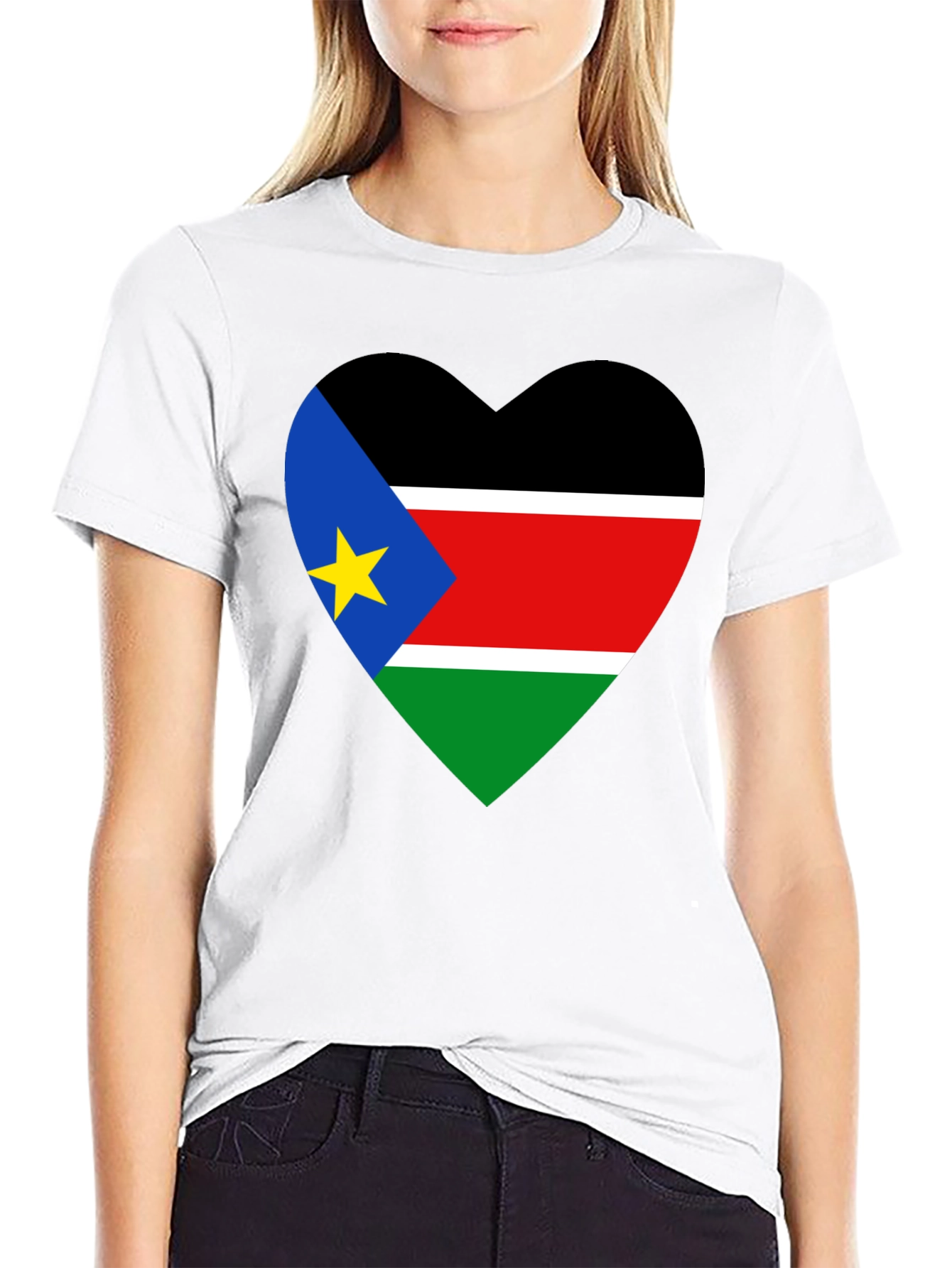 South Sudan Flag Heart T-Shirt