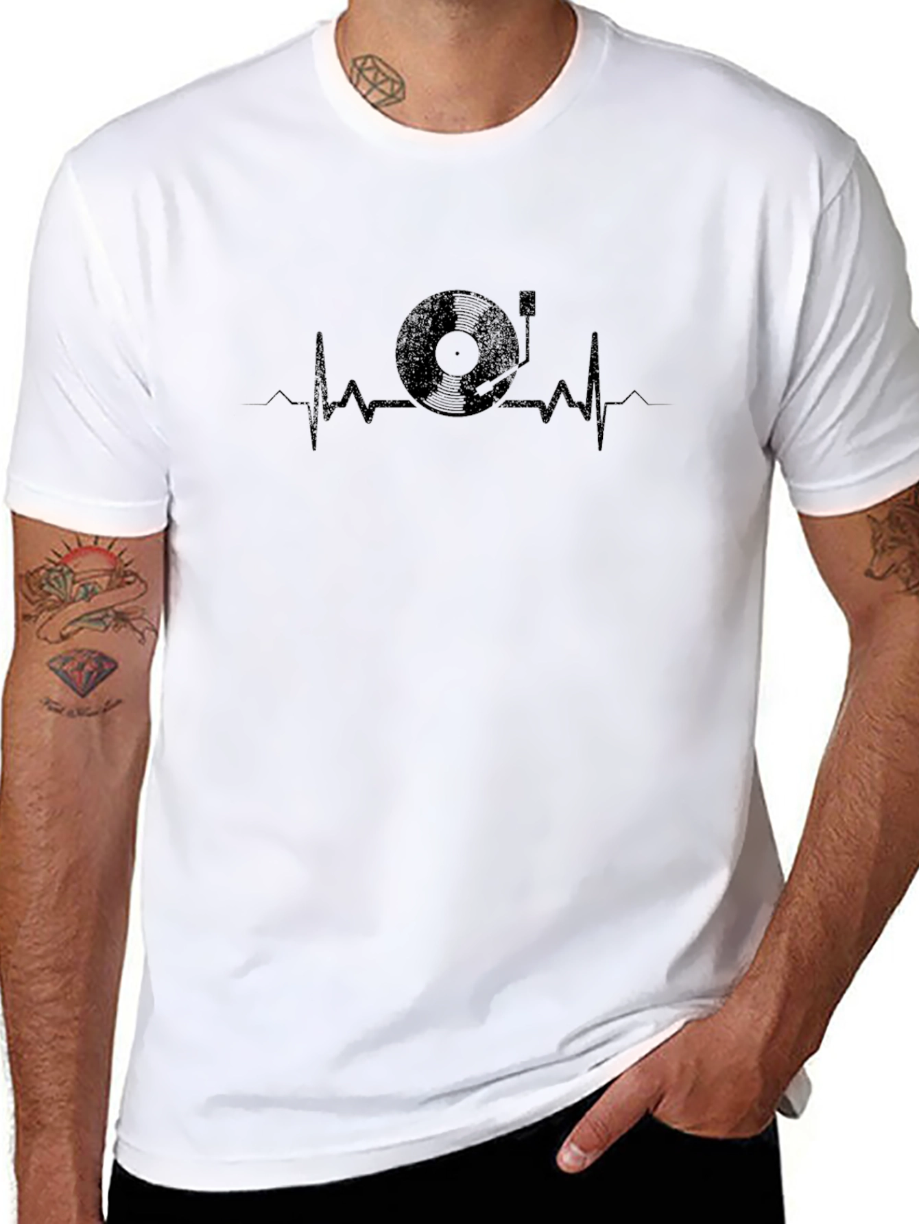 Vinyl Record Heartbeat Graphic T-Shirt