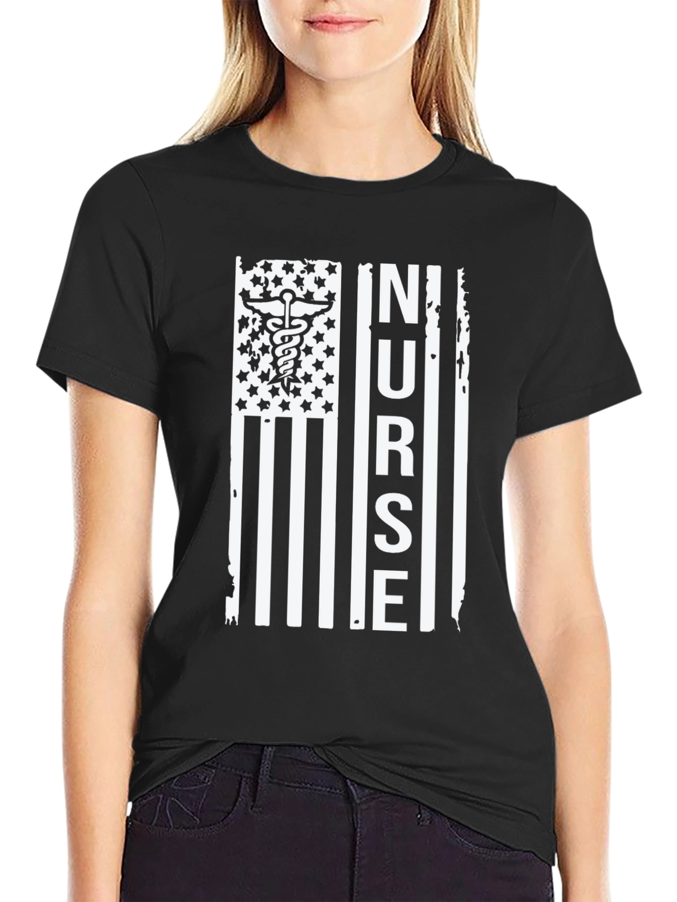 Nurse American Flag Graphic Tee