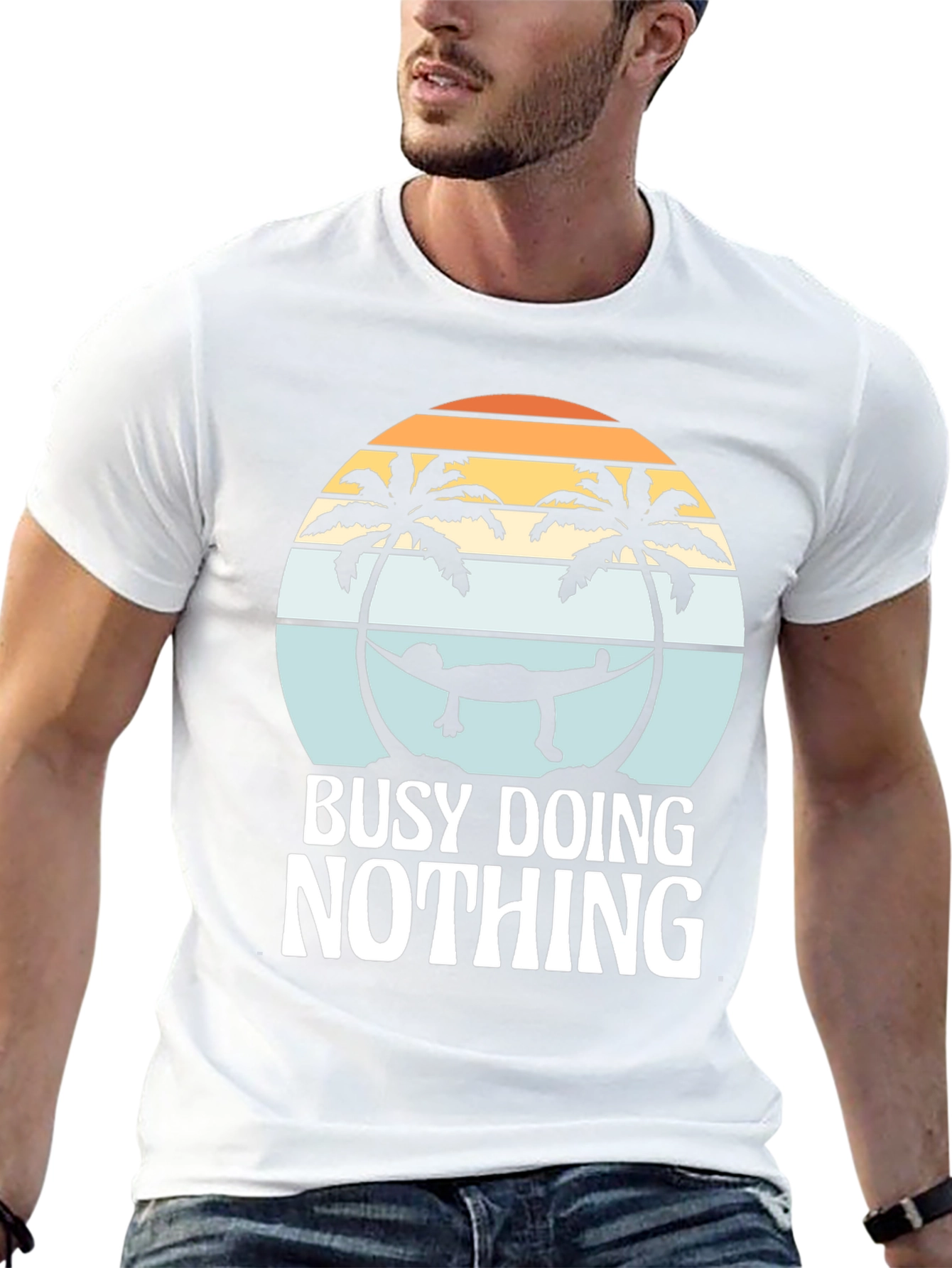 Busy Doing Nothing Graphic Tee - Relaxing Hammock Design
