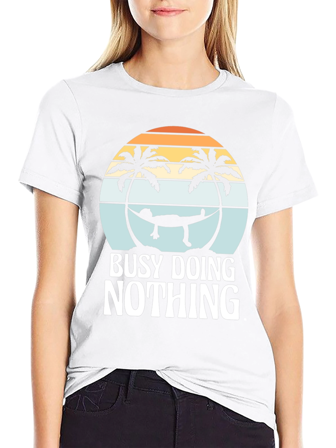 Busy Doing Nothing Graphic Tee - Relaxing Hammock Design
