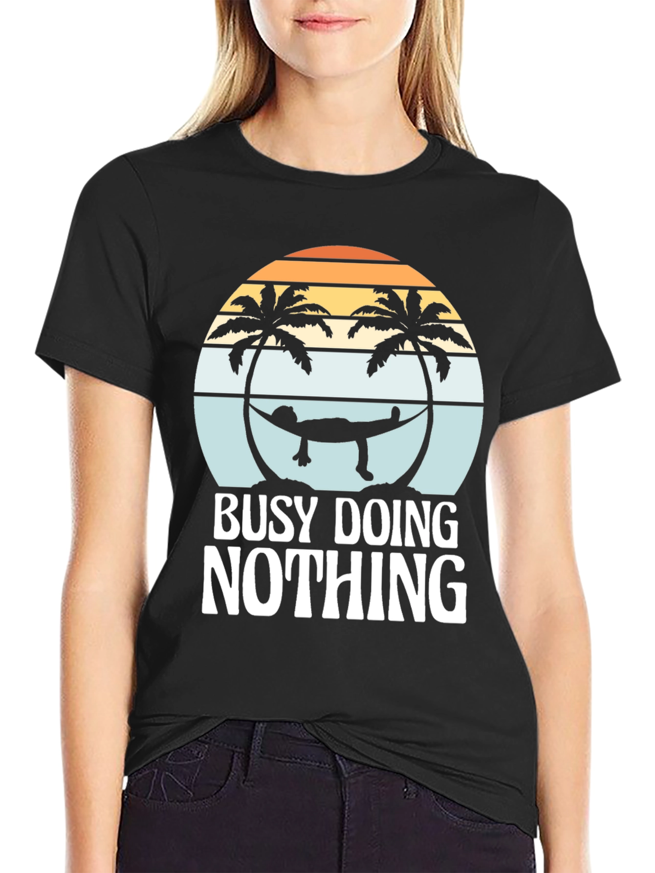 Busy Doing Nothing Graphic Tee - Relaxing Hammock Design