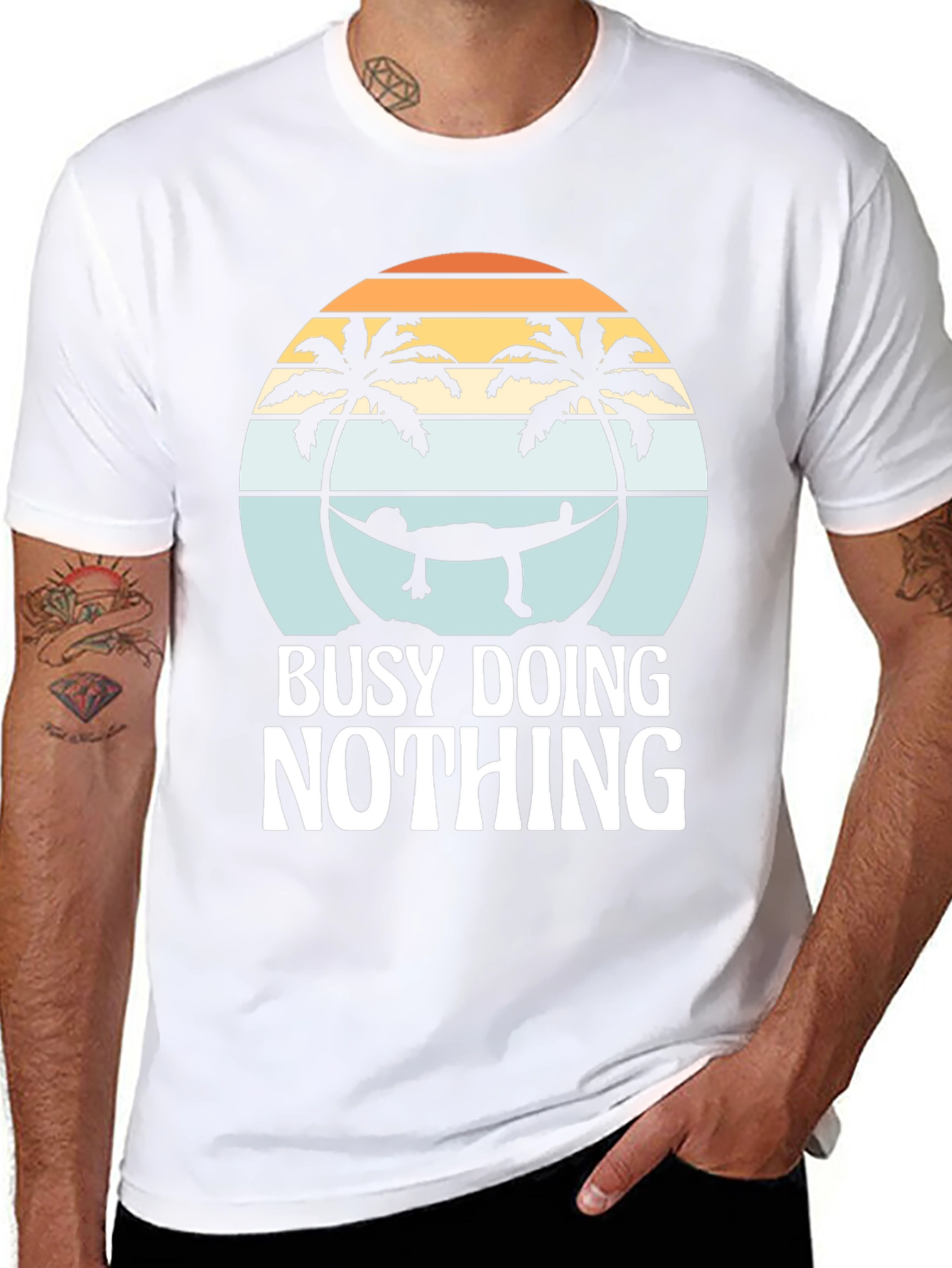 Busy Doing Nothing Graphic Tee - Relaxing Hammock Design