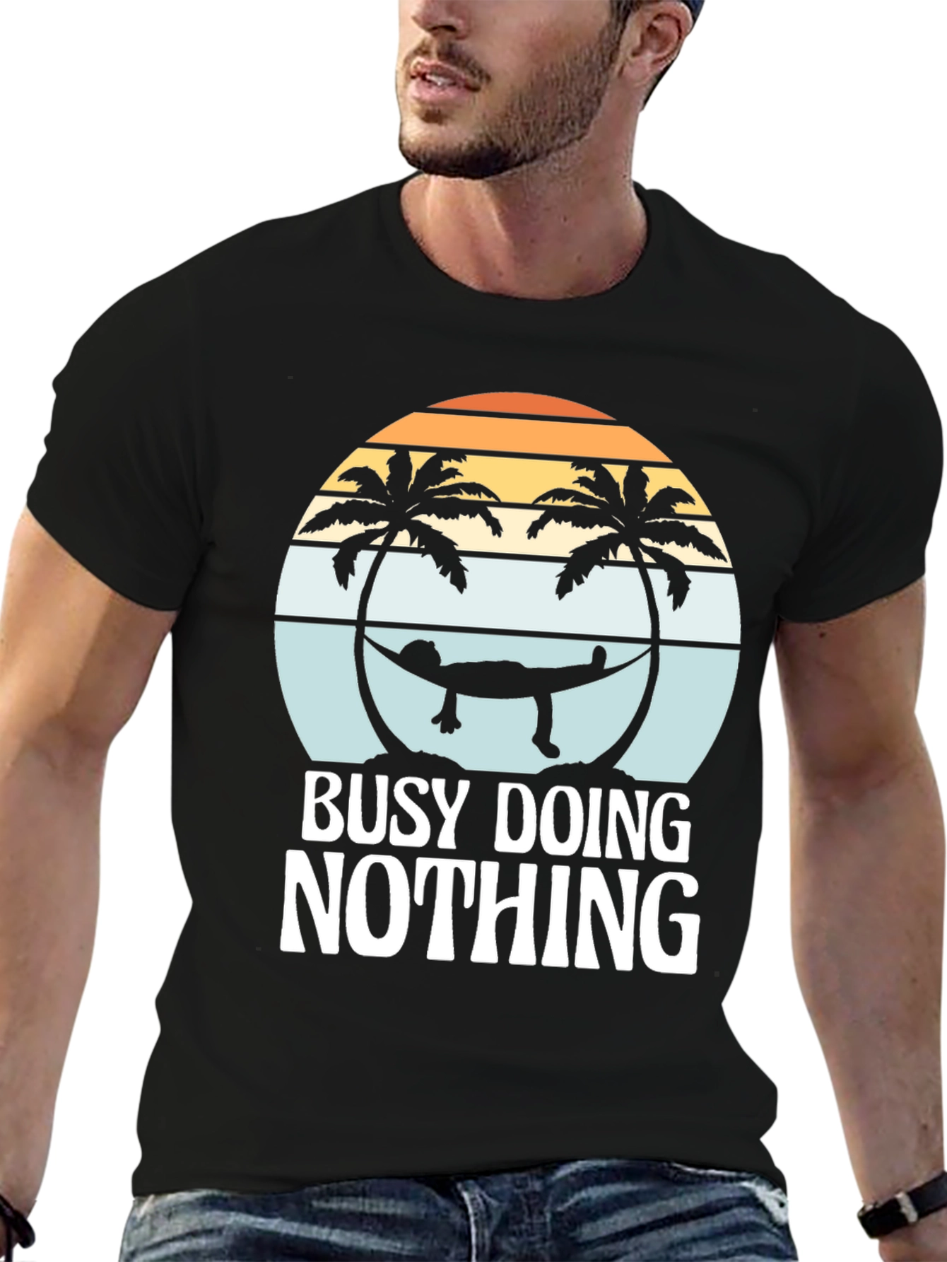 Busy Doing Nothing Graphic Tee - Relaxing Hammock Design
