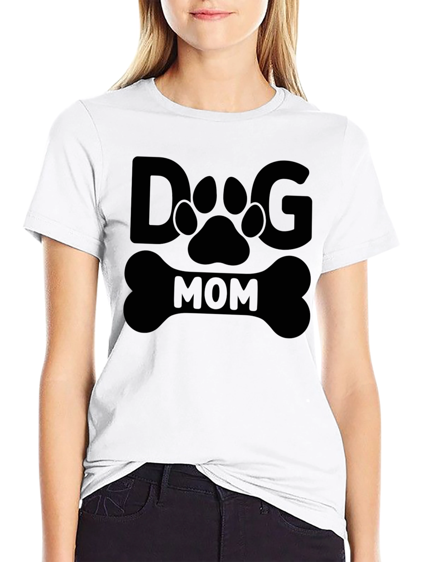 Dog Mom Graphic Tee - Black