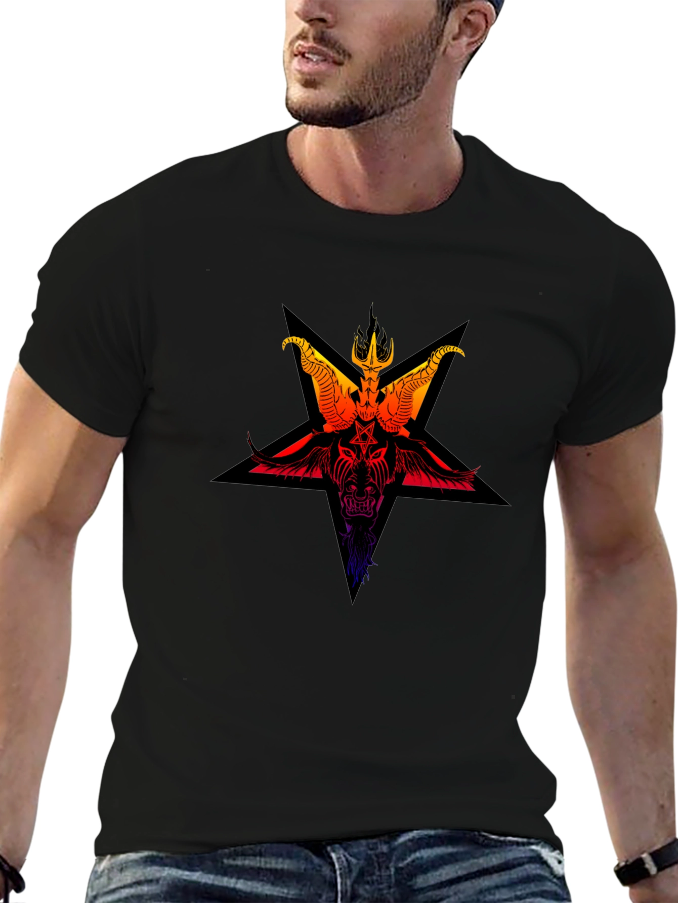 Baphomet Star Graphic Tee - Dark Pagan Style Shirt