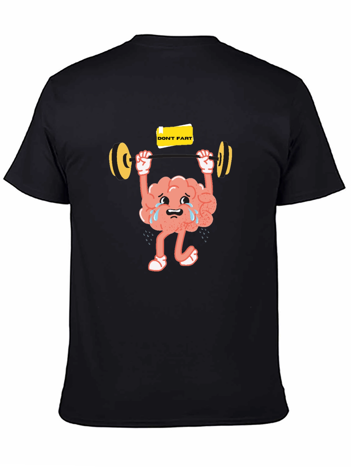 Funny Brain Lifting Weights Graphic T-Shirt