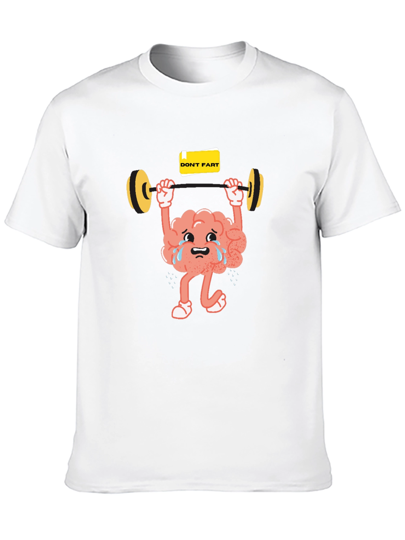 Funny Brain Lifting Weights Graphic T-Shirt