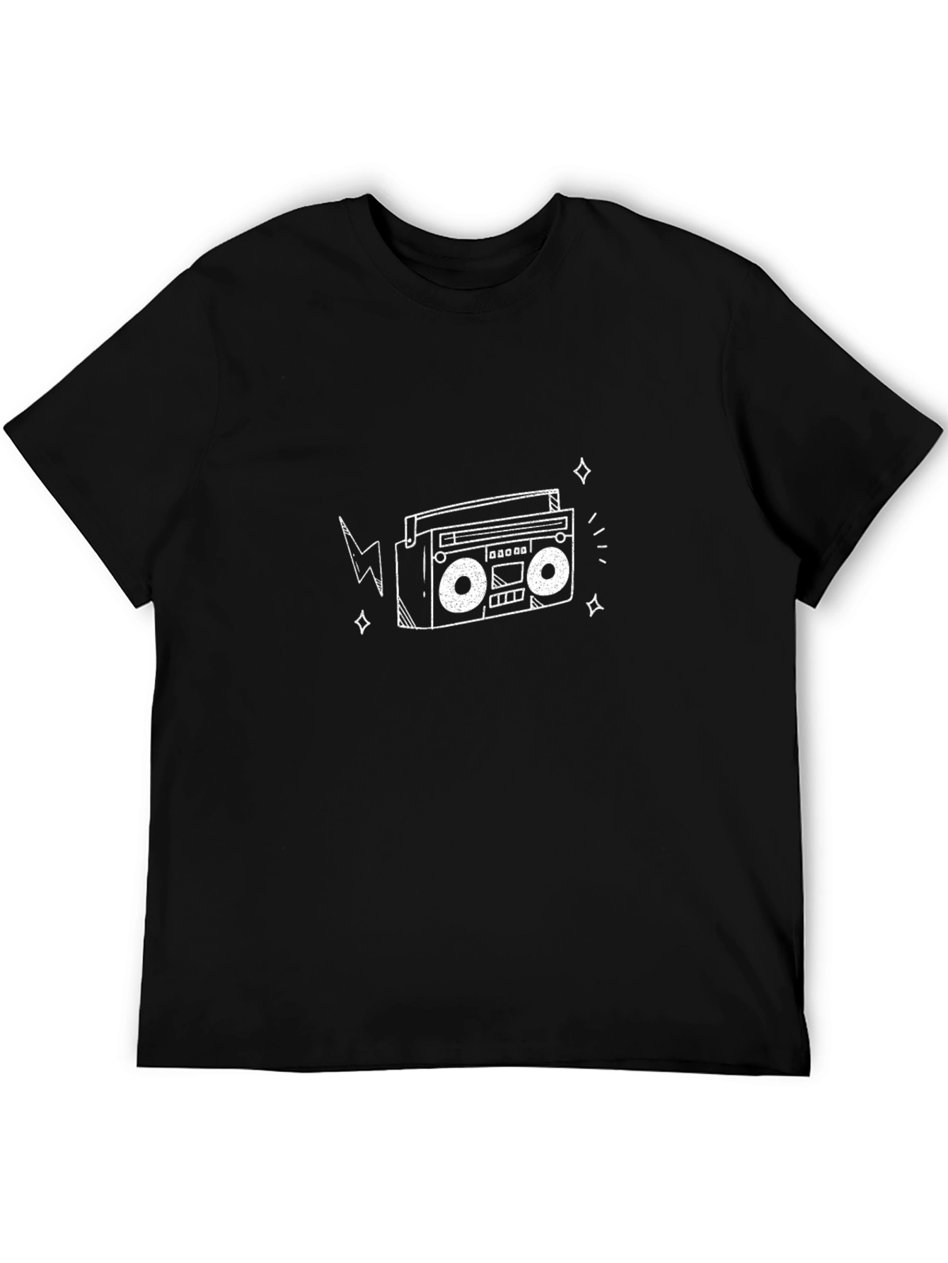 Retro Boombox Graphic T-Shirt - Black