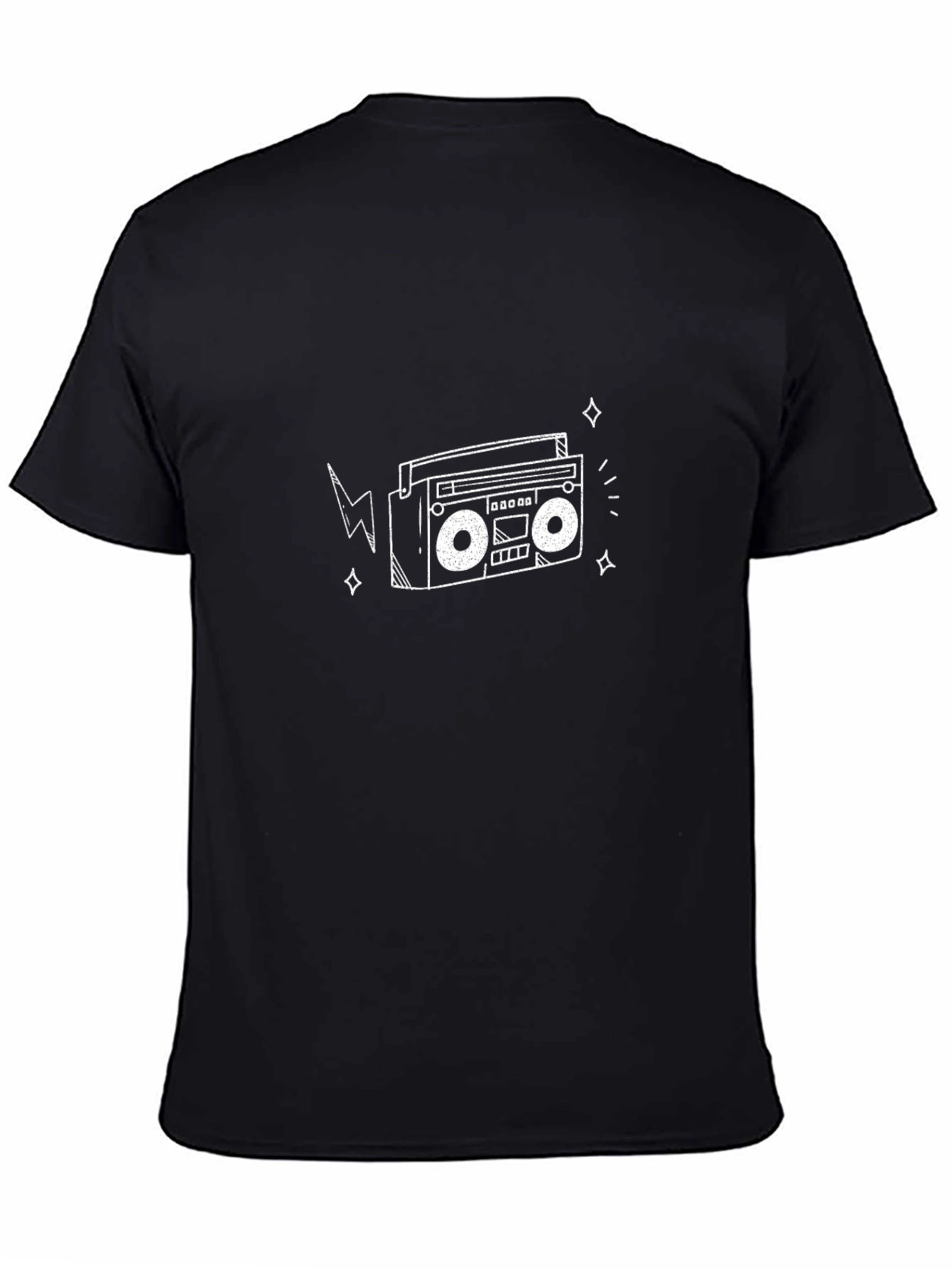 Retro Boombox Graphic T-Shirt - Black