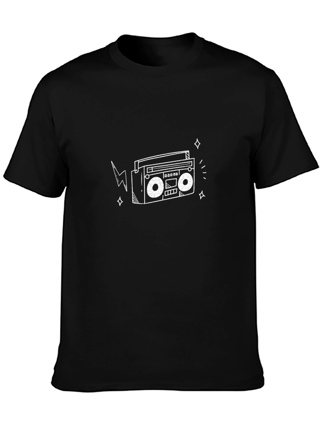Retro Boombox Graphic T-Shirt - Black