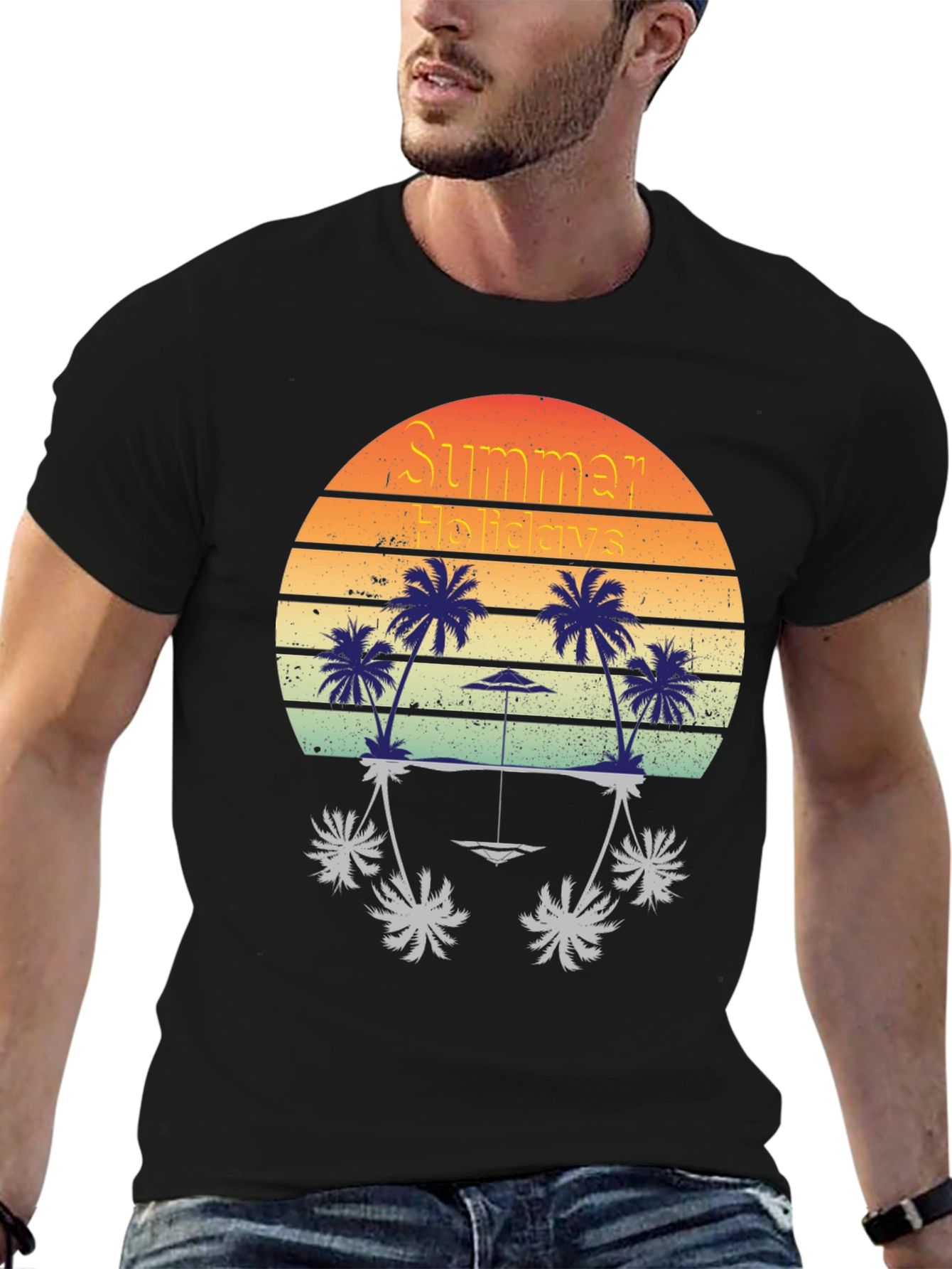Summer Holidays Graphic T-Shirt - Retro Beach Design