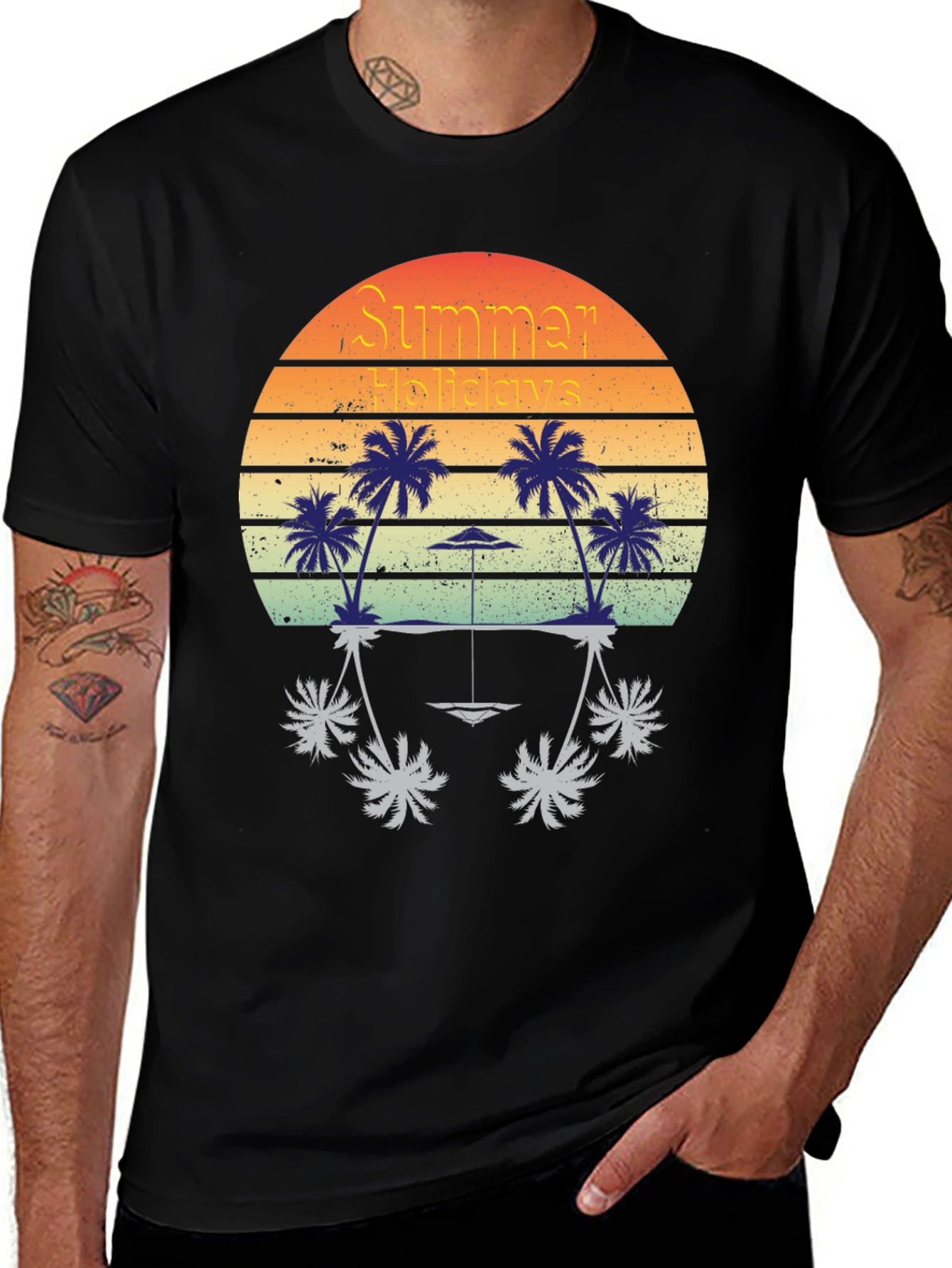 Summer Holidays Graphic T-Shirt - Retro Beach Design