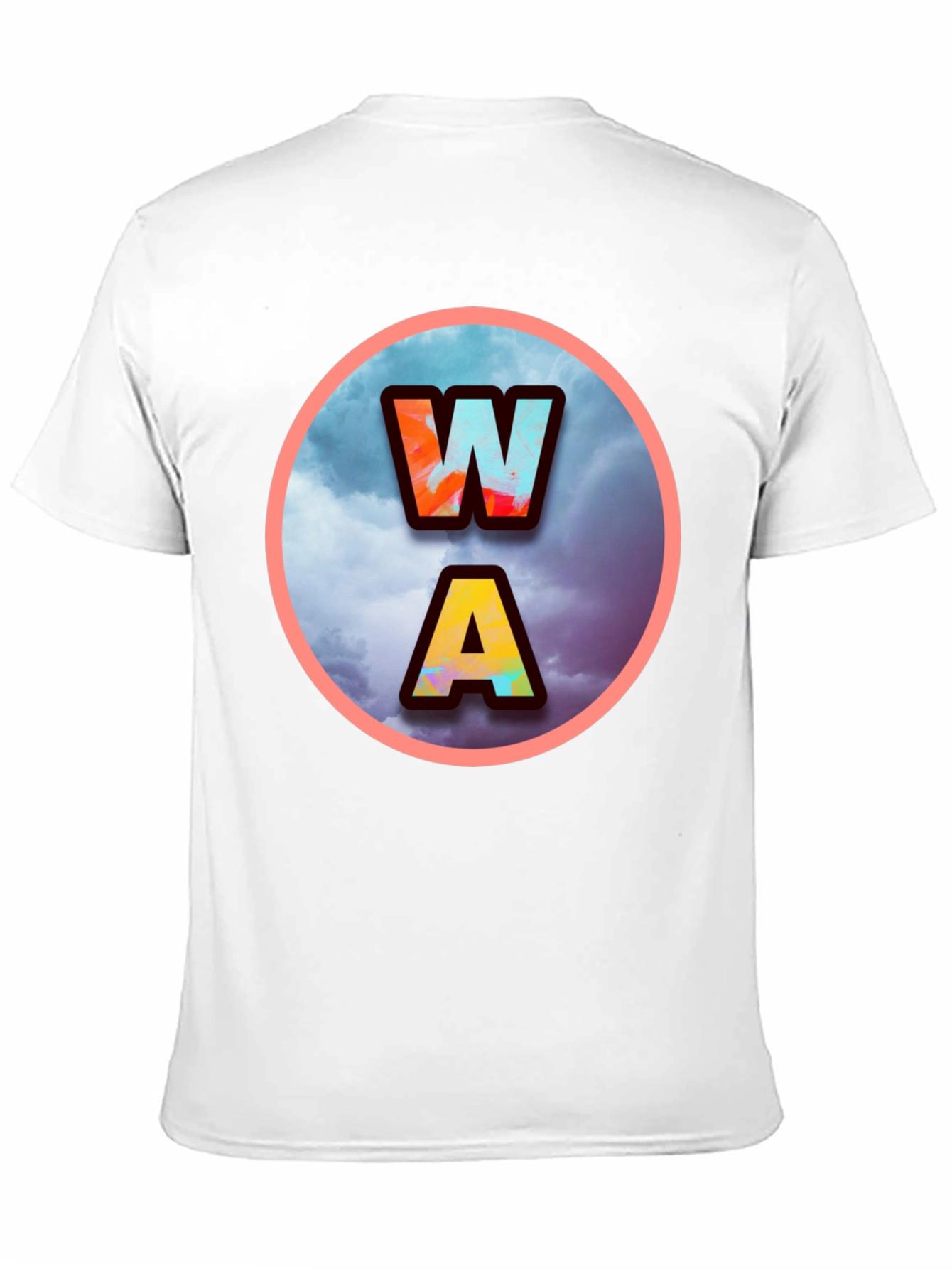 Mens Black WA Letters Graphic Print T-Shirt