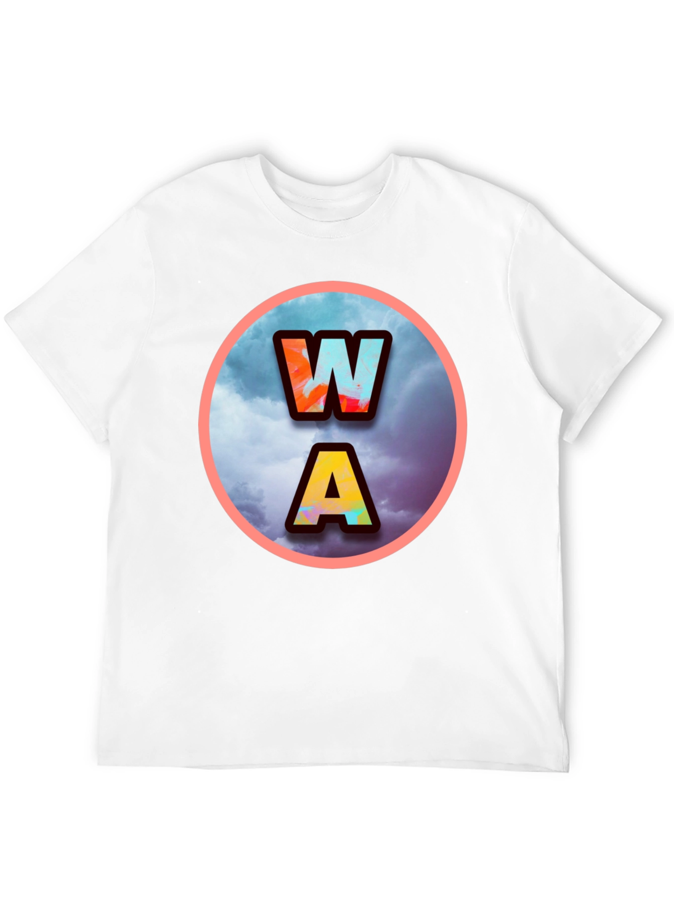 Mens Black WA Letters Graphic Print T-Shirt