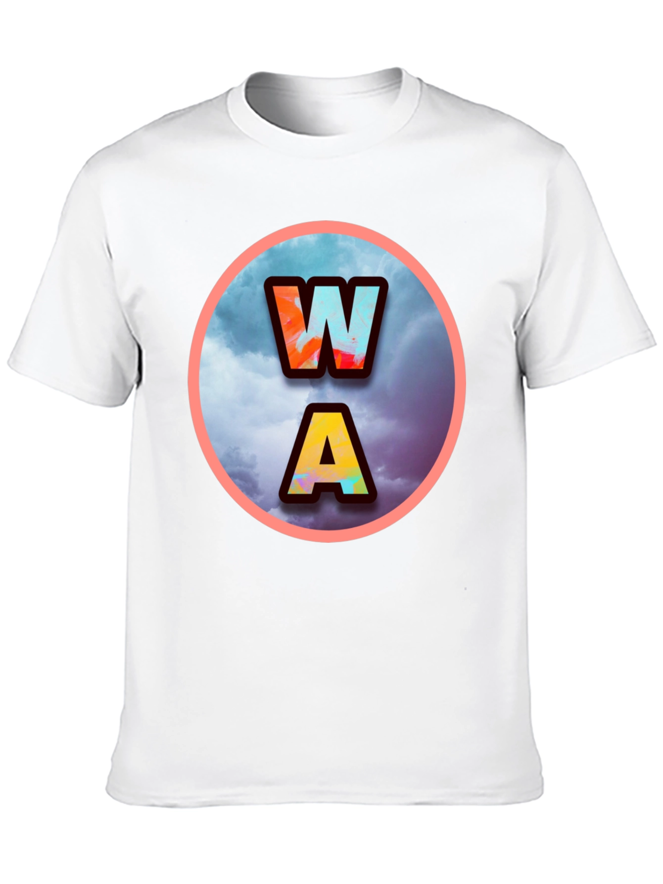 Mens Black WA Letters Graphic Print T-Shirt