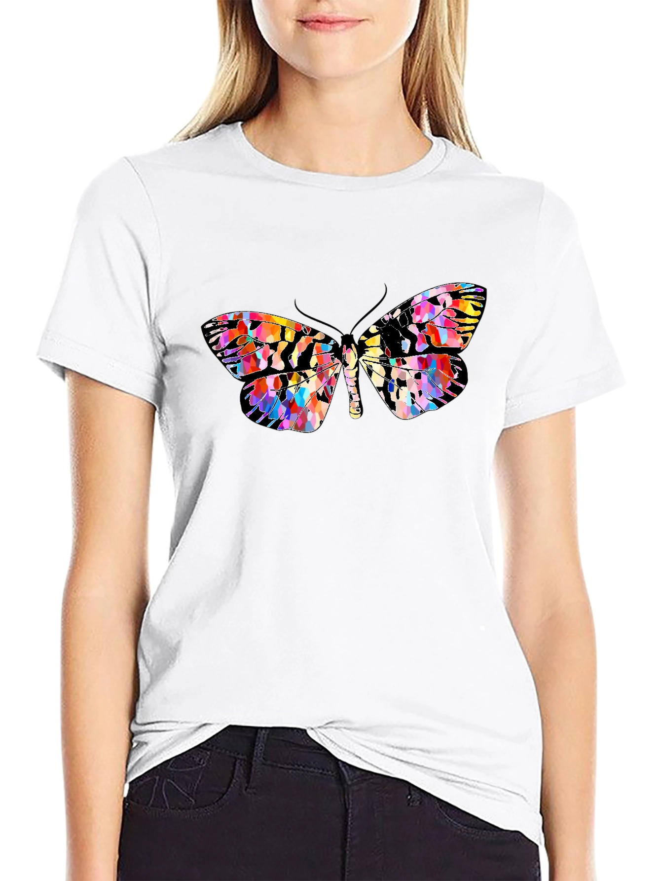 Butterfly Graphic Print Crew Neck Tee