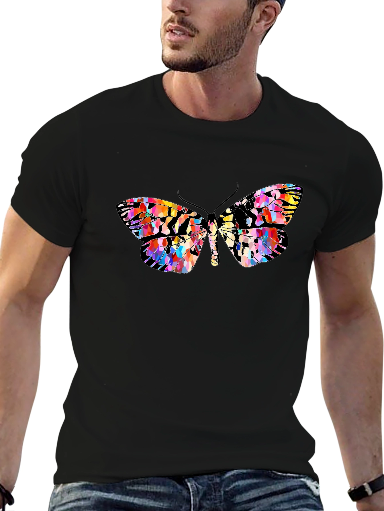 Butterfly Graphic Print Crew Neck Tee