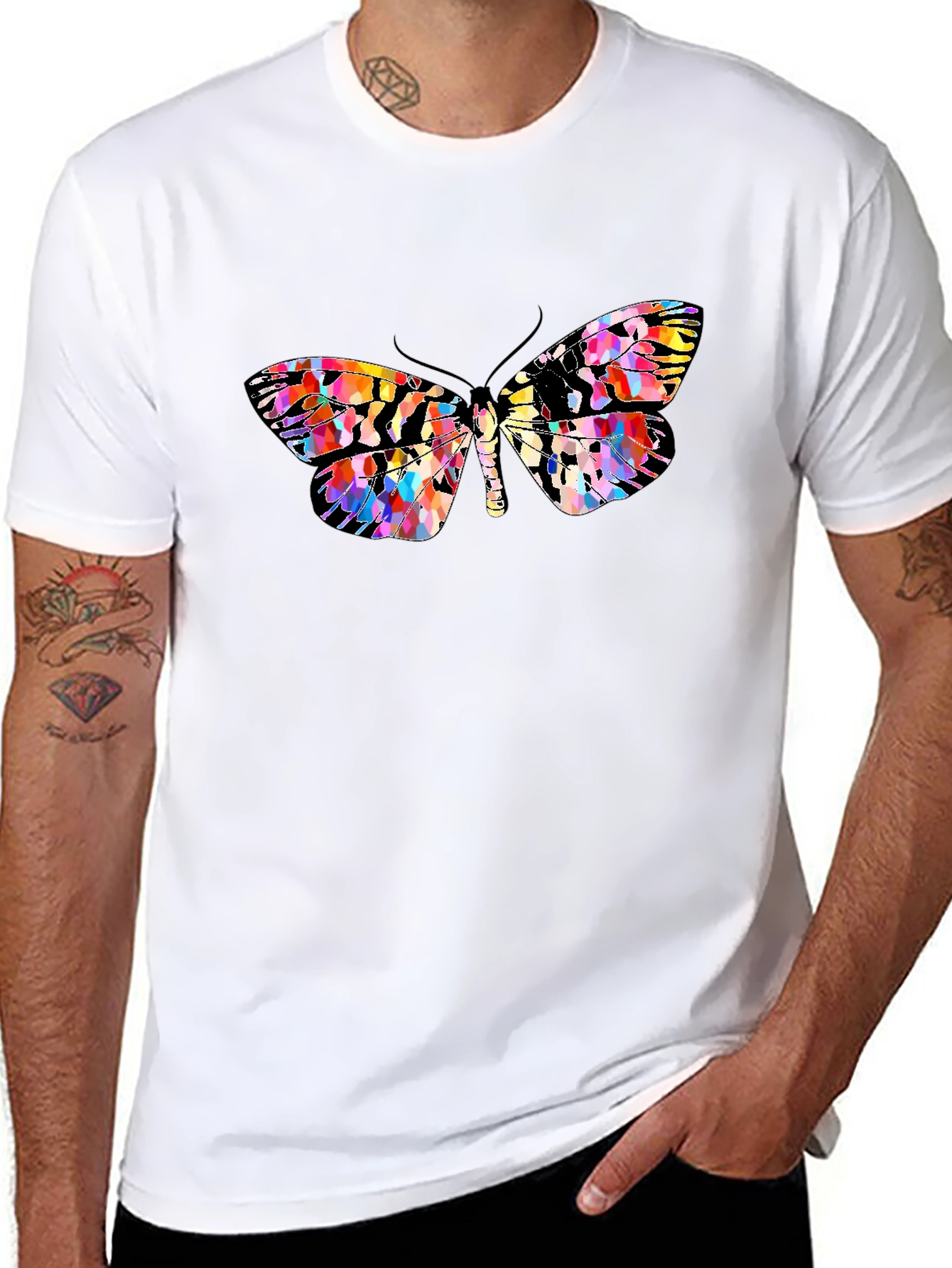 Butterfly Graphic Print Crew Neck Tee
