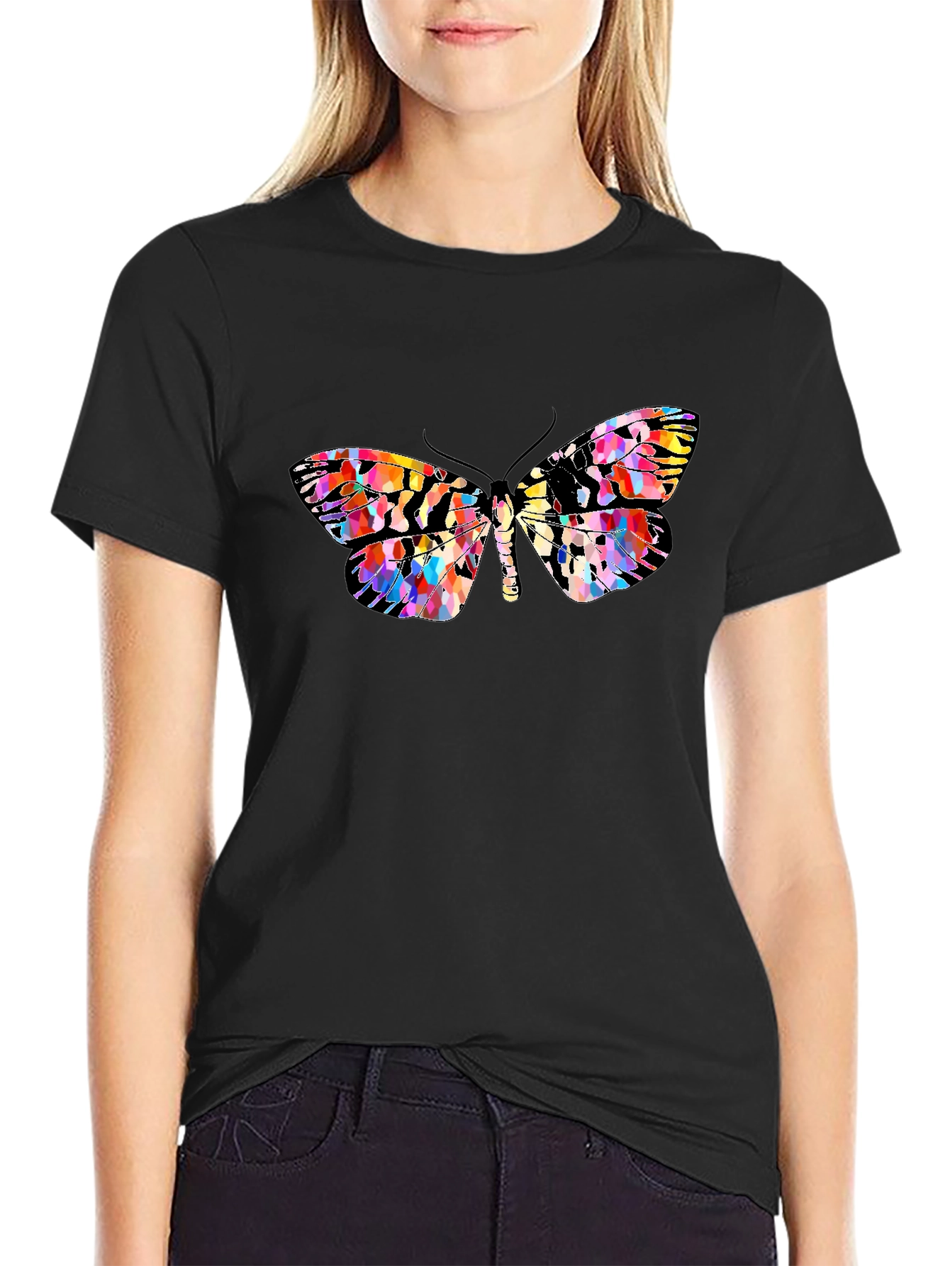 Butterfly Graphic Print Crew Neck Tee