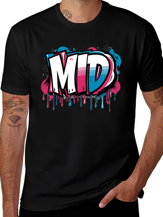 Mens Black Graphic T-Shirt - MID Graffiti Design