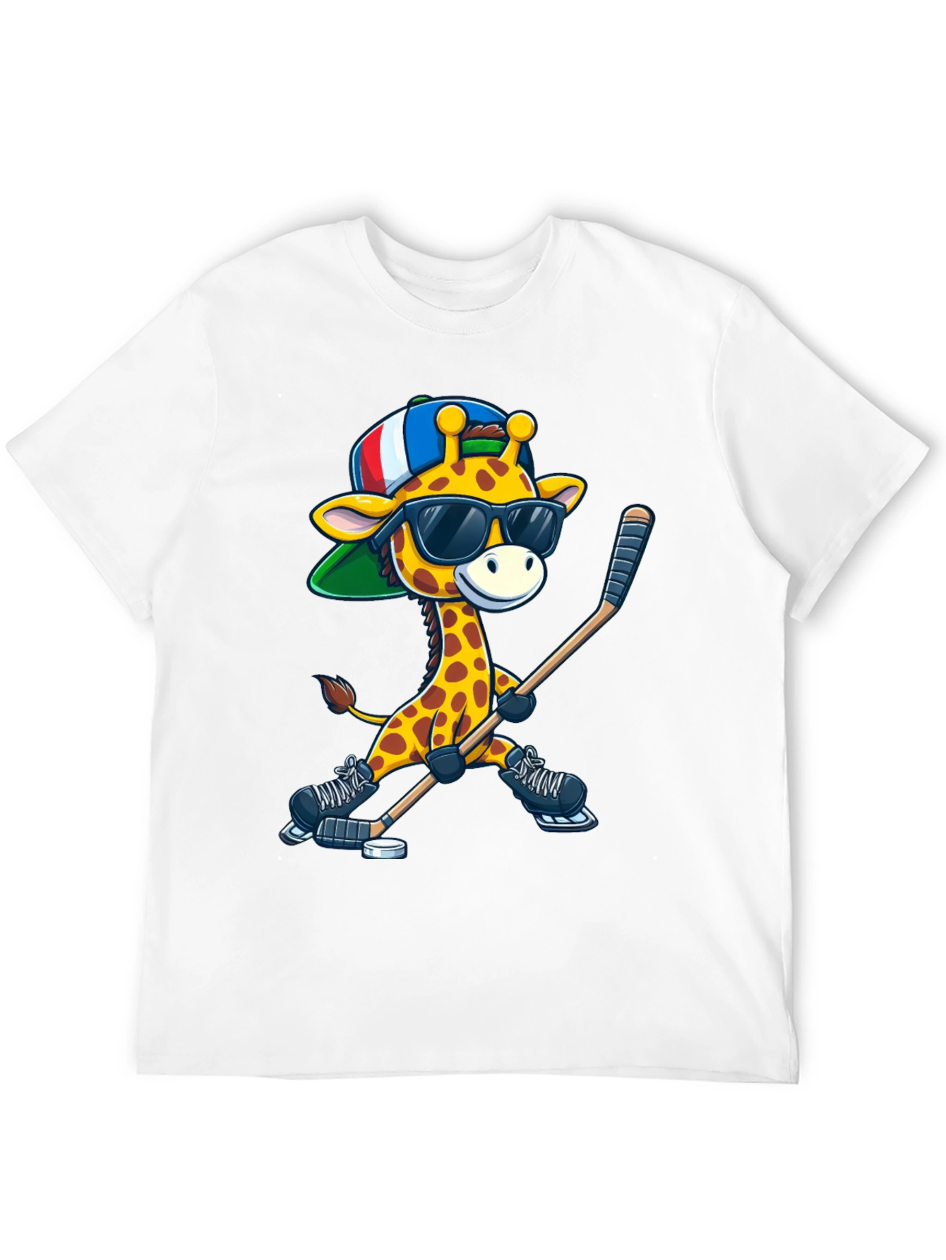 Giraffe Hockey Player Graphic Tee