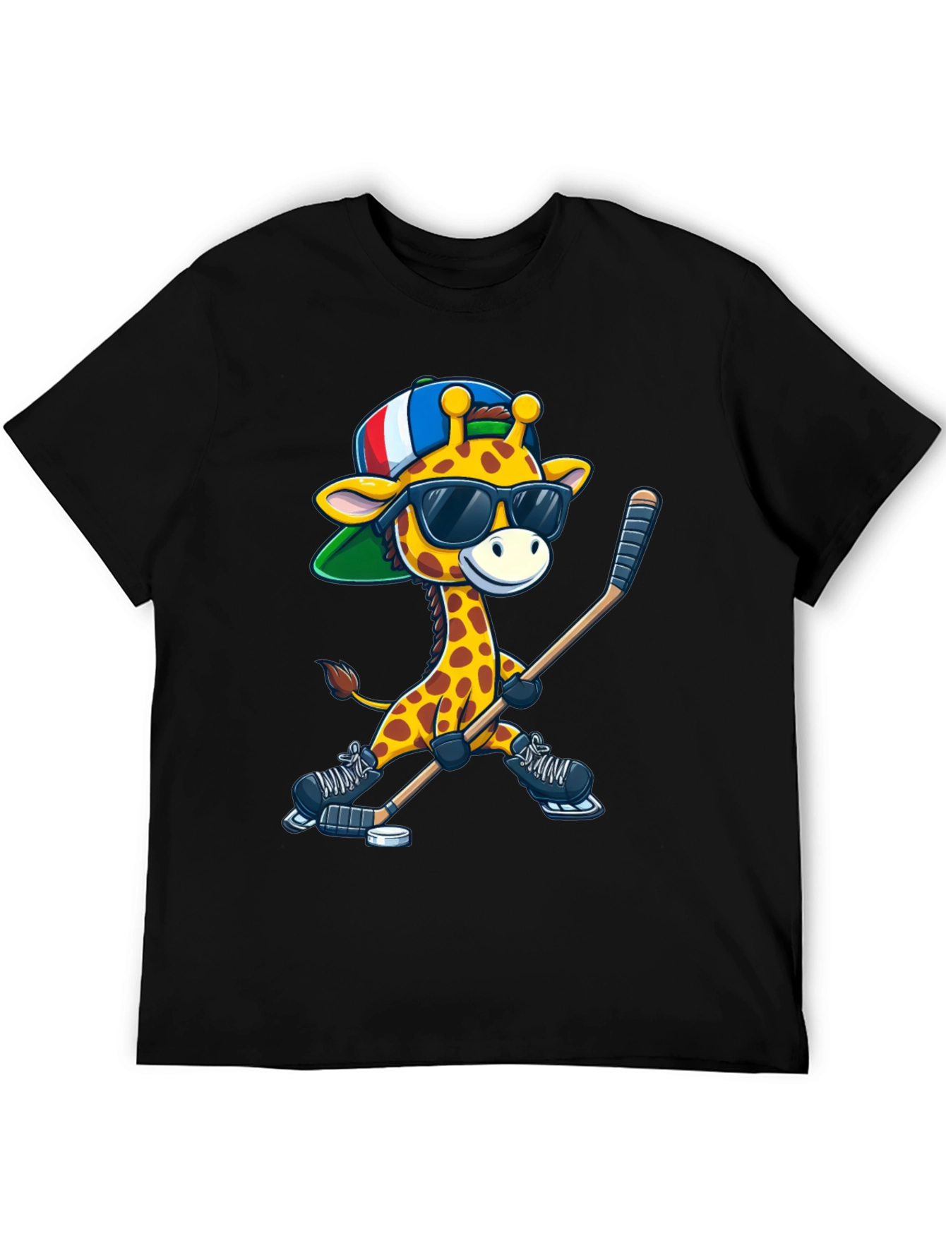 Giraffe Hockey Player Graphic Tee