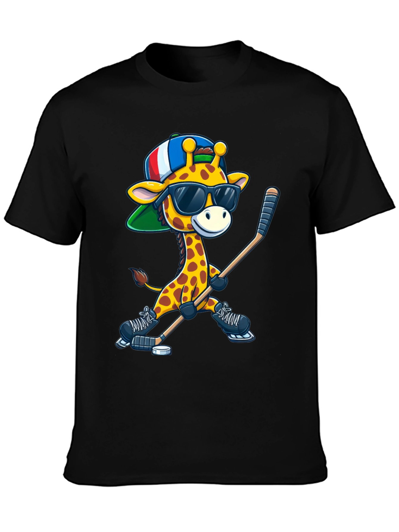 Giraffe Hockey Player Graphic Tee