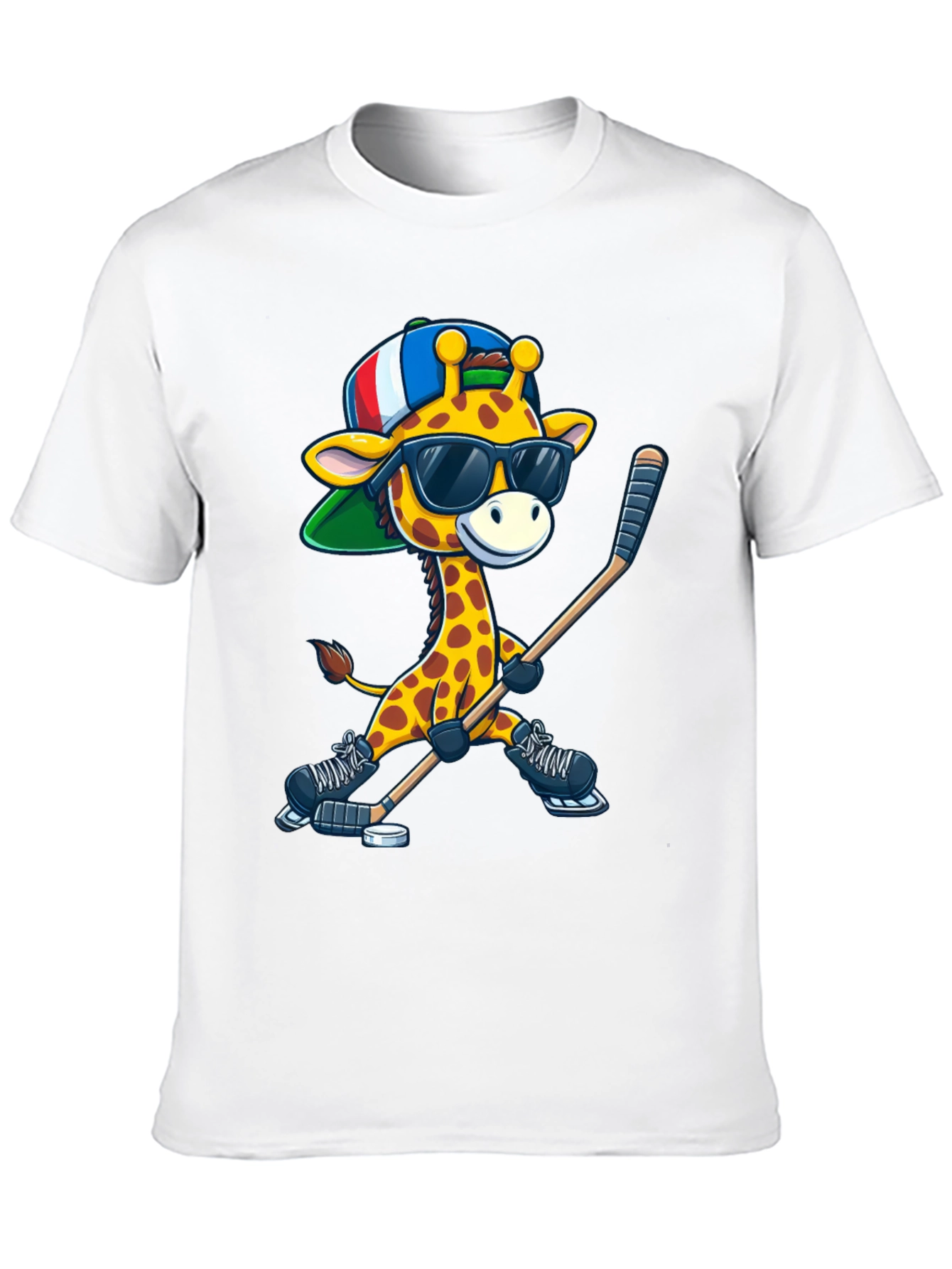 Giraffe Hockey Player Graphic Tee