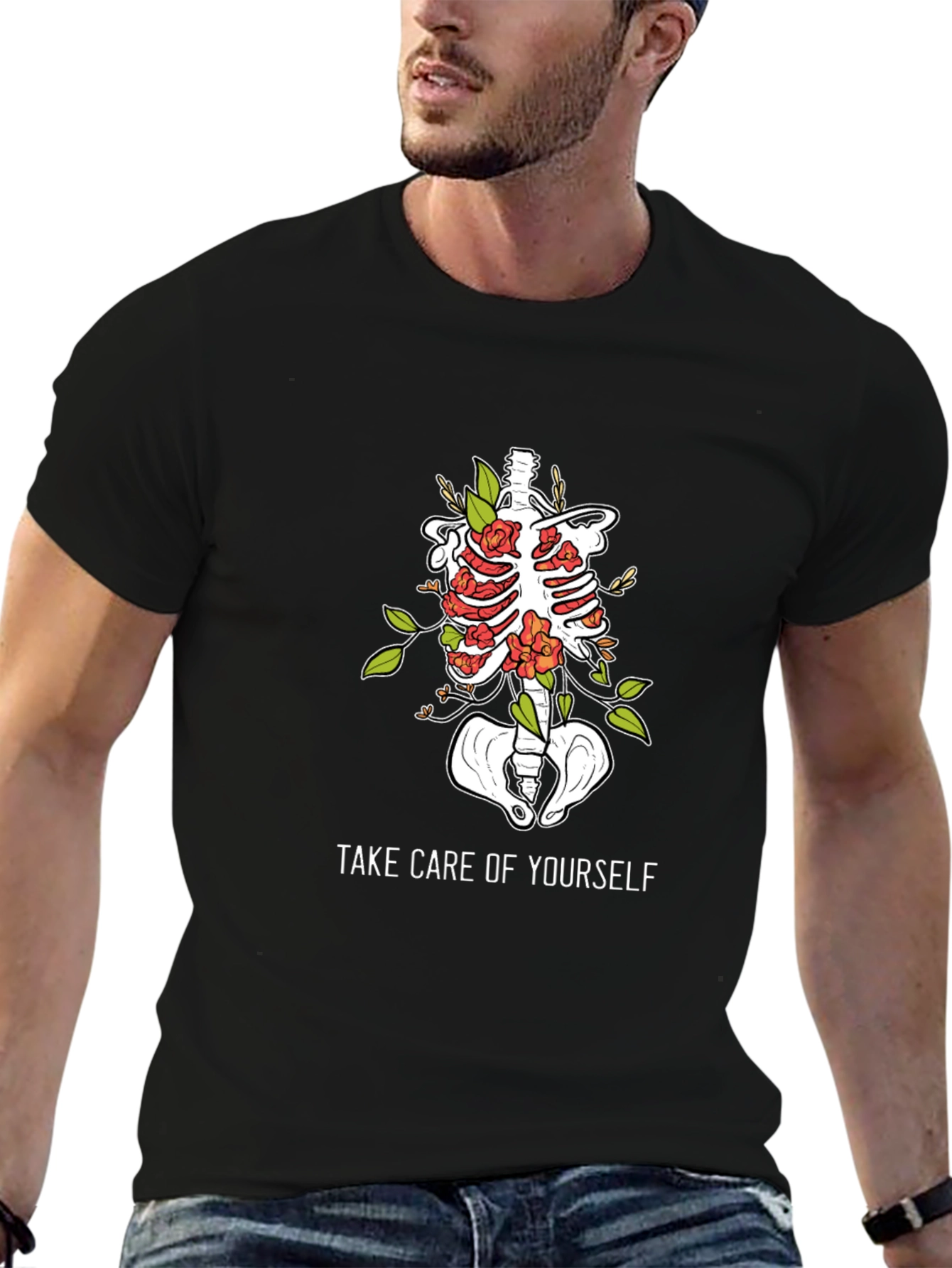 Anatomical Floral Ribcage T-Shirt
