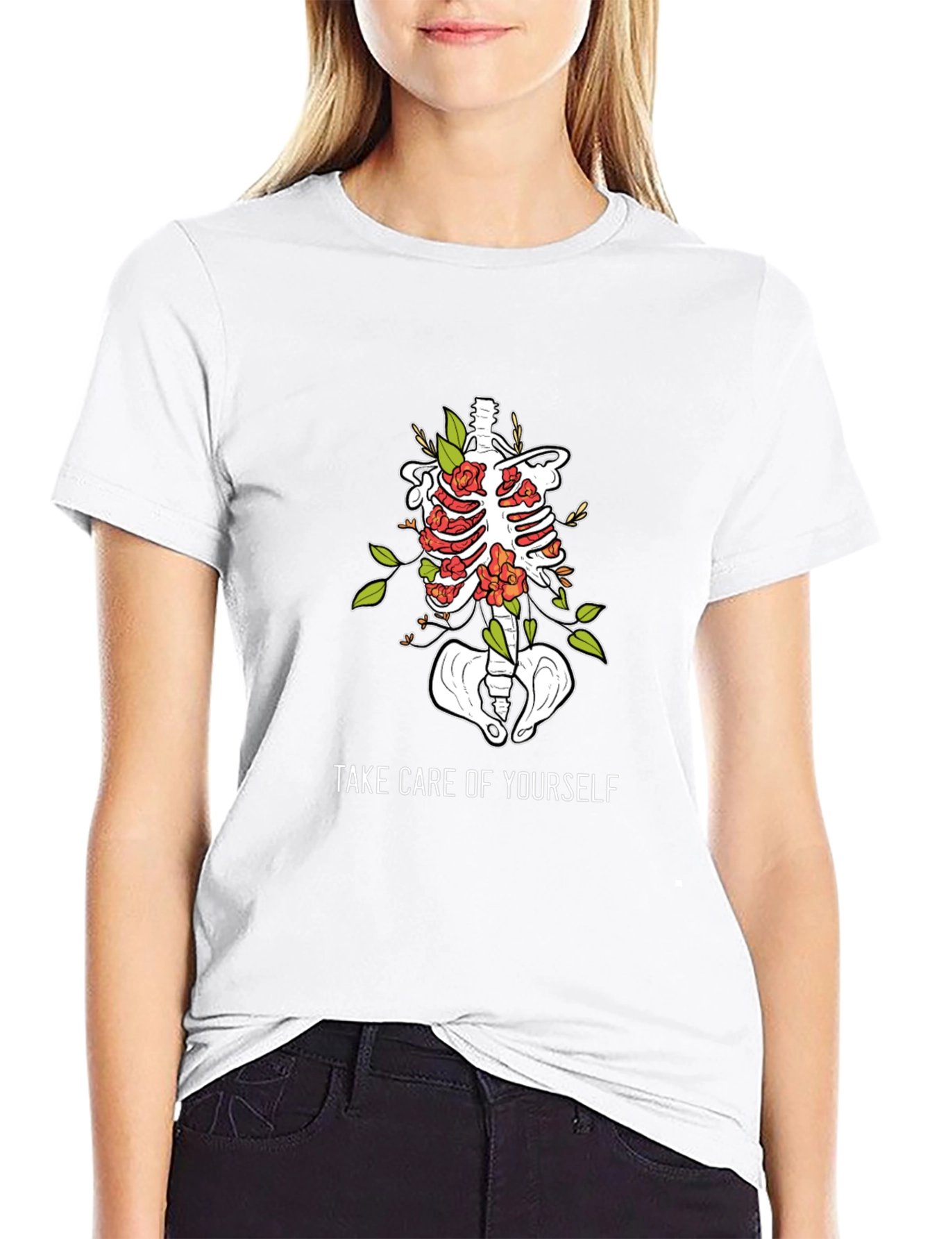 Anatomical Floral Ribcage T-Shirt