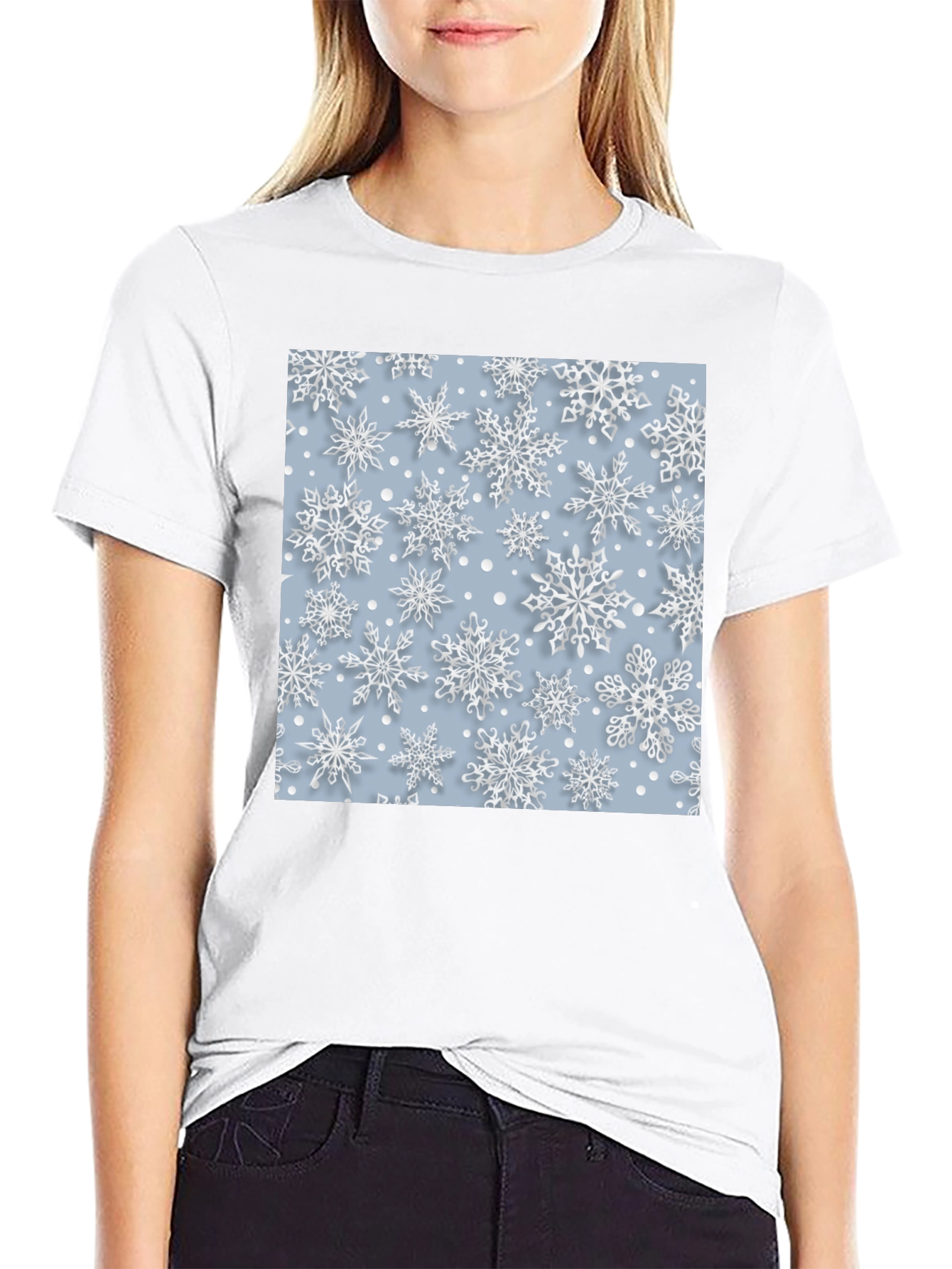 Snowflake Pattern T-Shirt - Stylish Winter Apparel