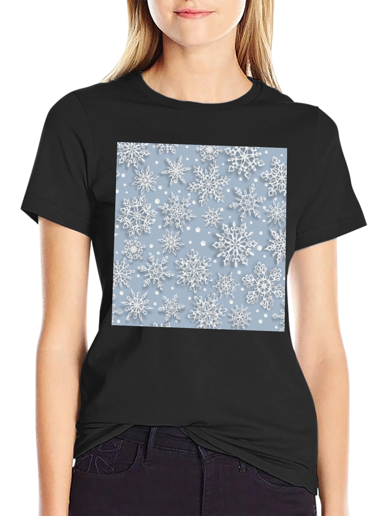 Snowflake Pattern T-Shirt - Stylish Winter Apparel