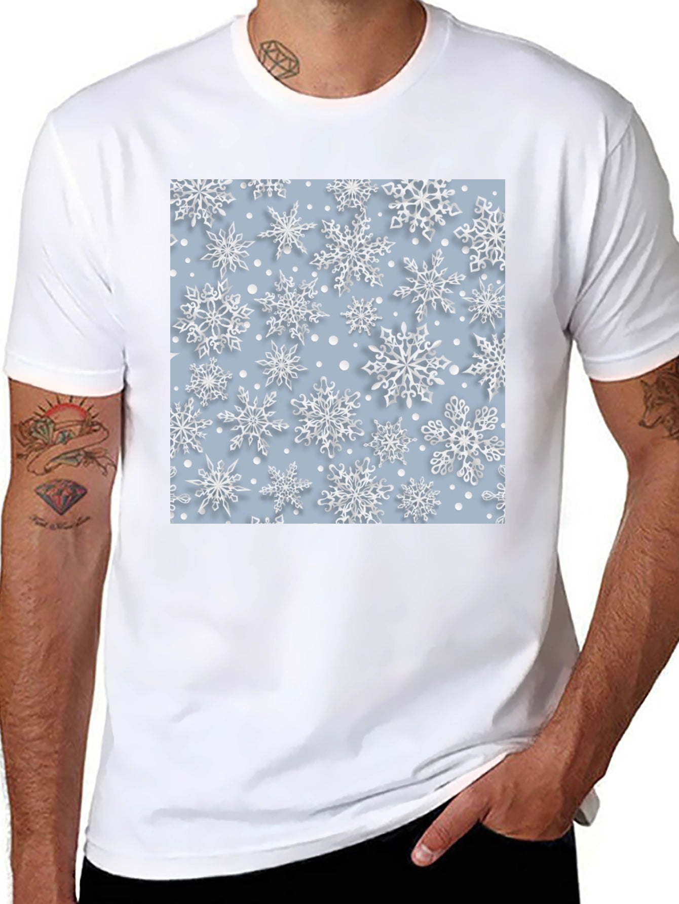 Snowflake Pattern T-Shirt - Stylish Winter Apparel
