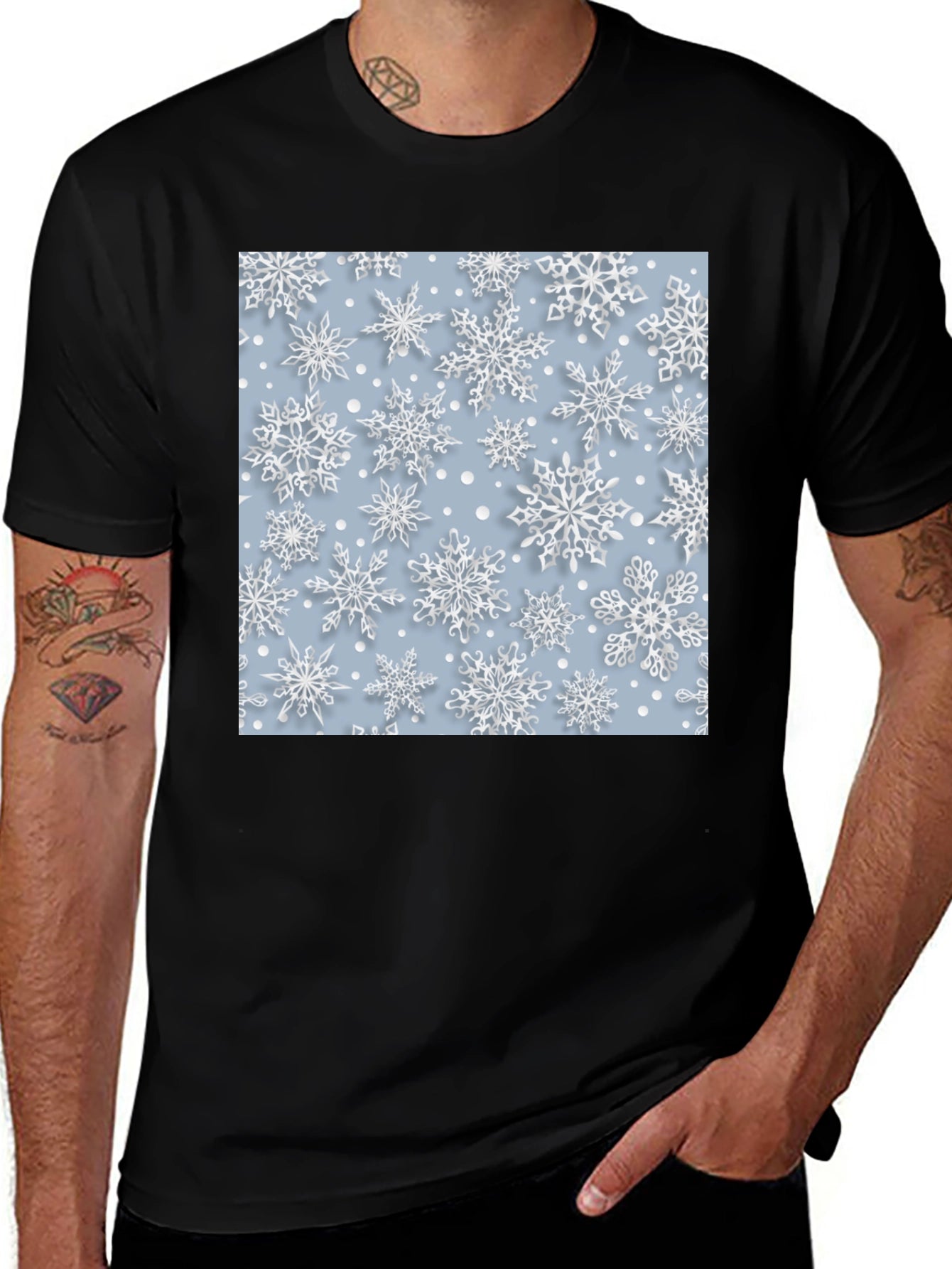 Snowflake Pattern T-Shirt - Stylish Winter Apparel