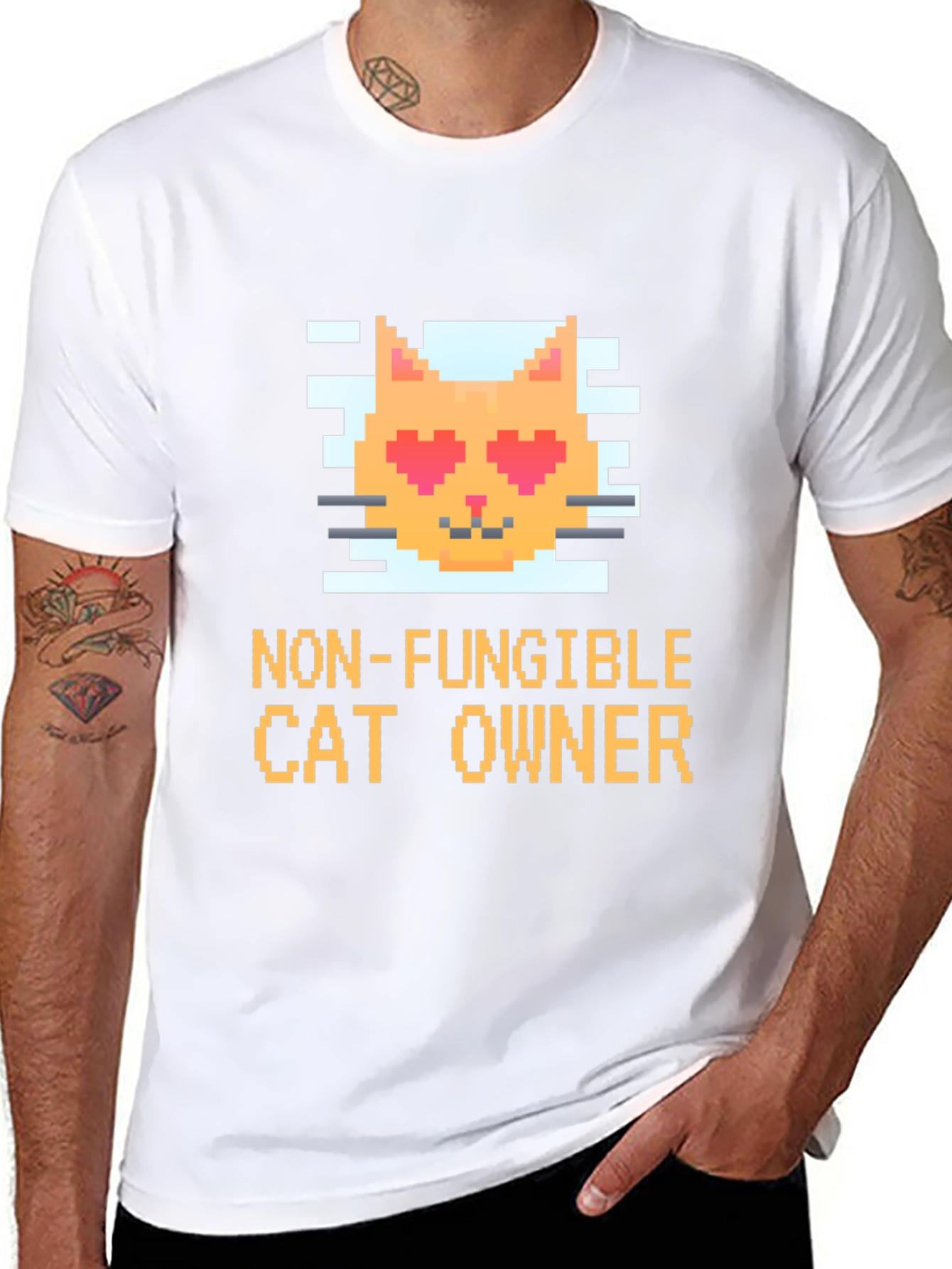Non-Fungible Cat Owner Pixel Art T-Shirt