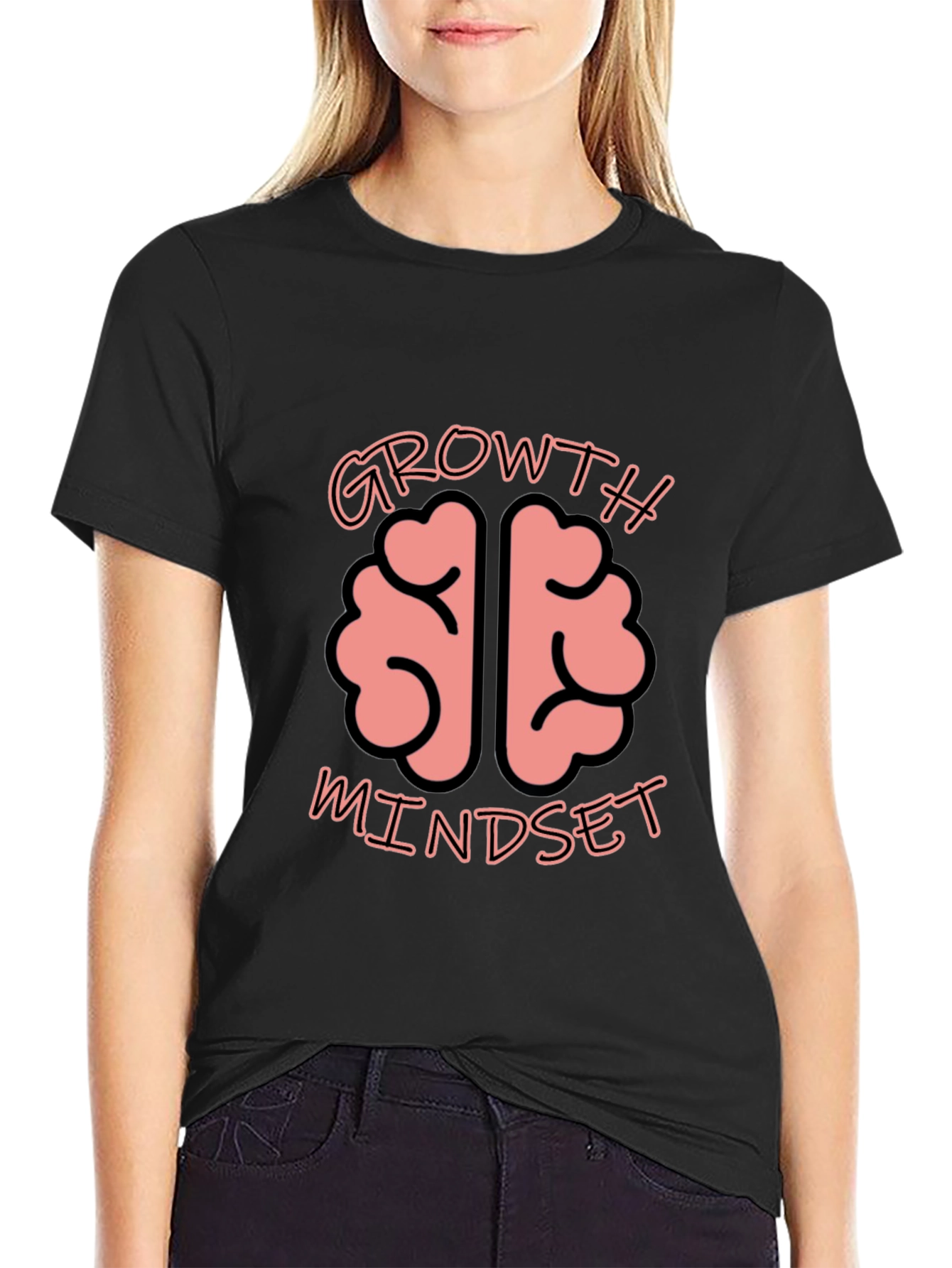 Growth Mindset Brain Graphic Tee - Unisex Black T-Shirt