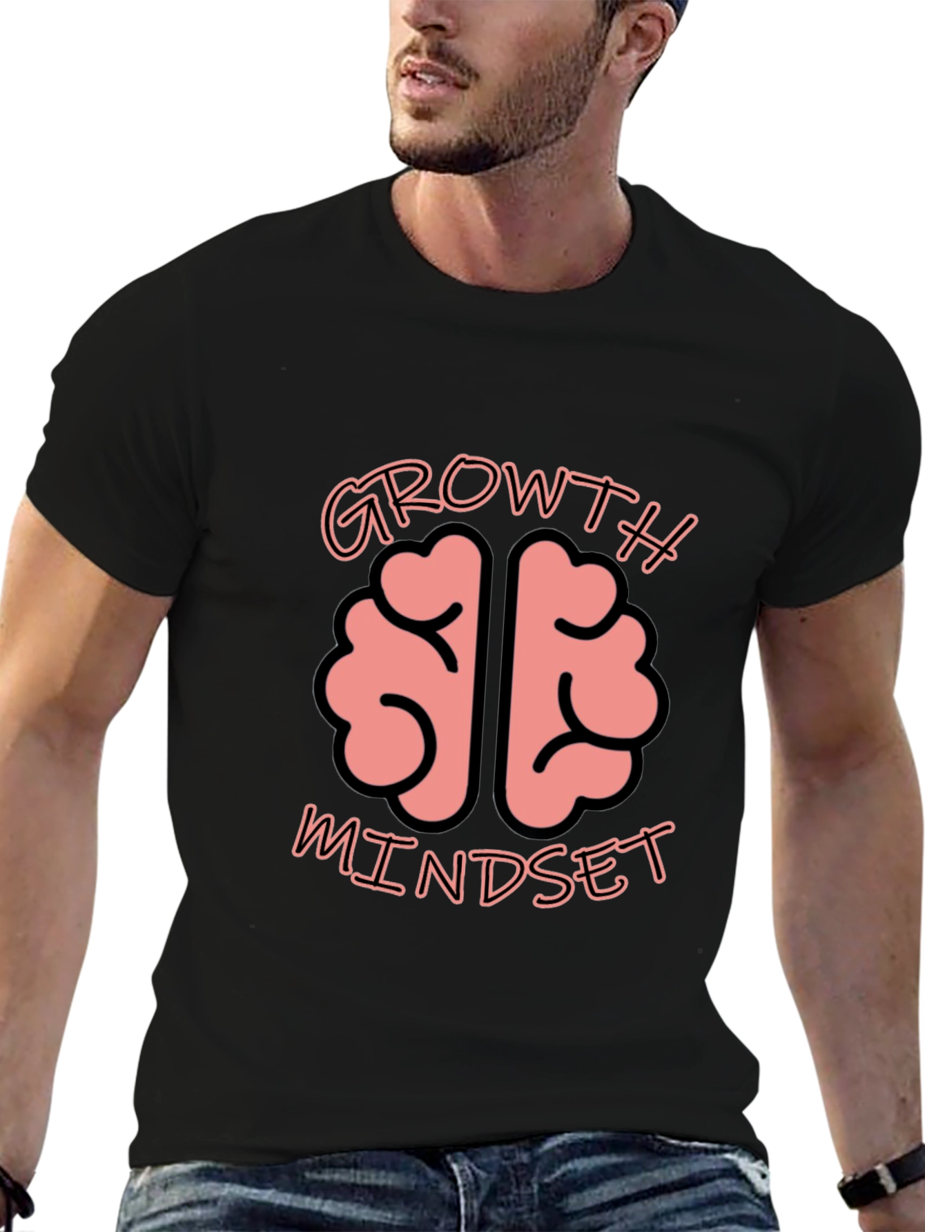 Growth Mindset Brain Graphic Tee - Unisex Black T-Shirt