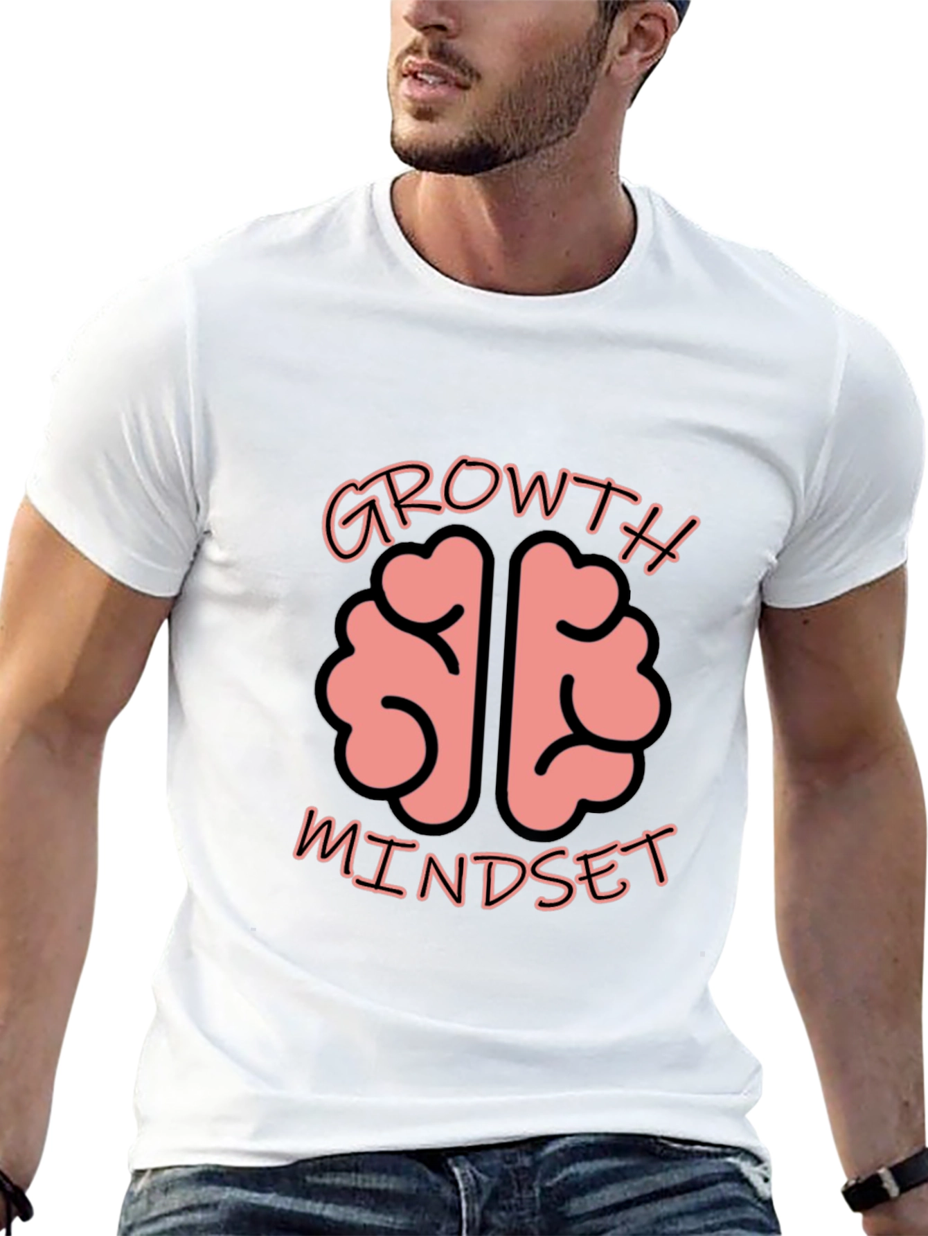 Growth Mindset Brain Graphic Tee - Unisex Black T-Shirt